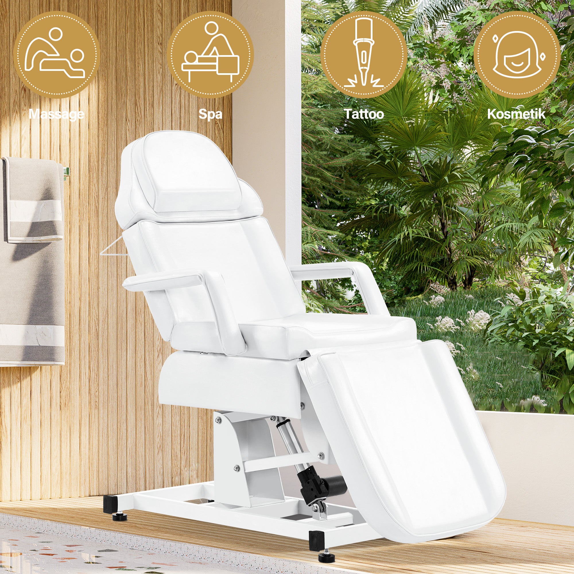 Table de massage électrique pour salon de coiffure, pliable et réglable en hauteur, avec 3 moteurs, pour salon de beauté 0751