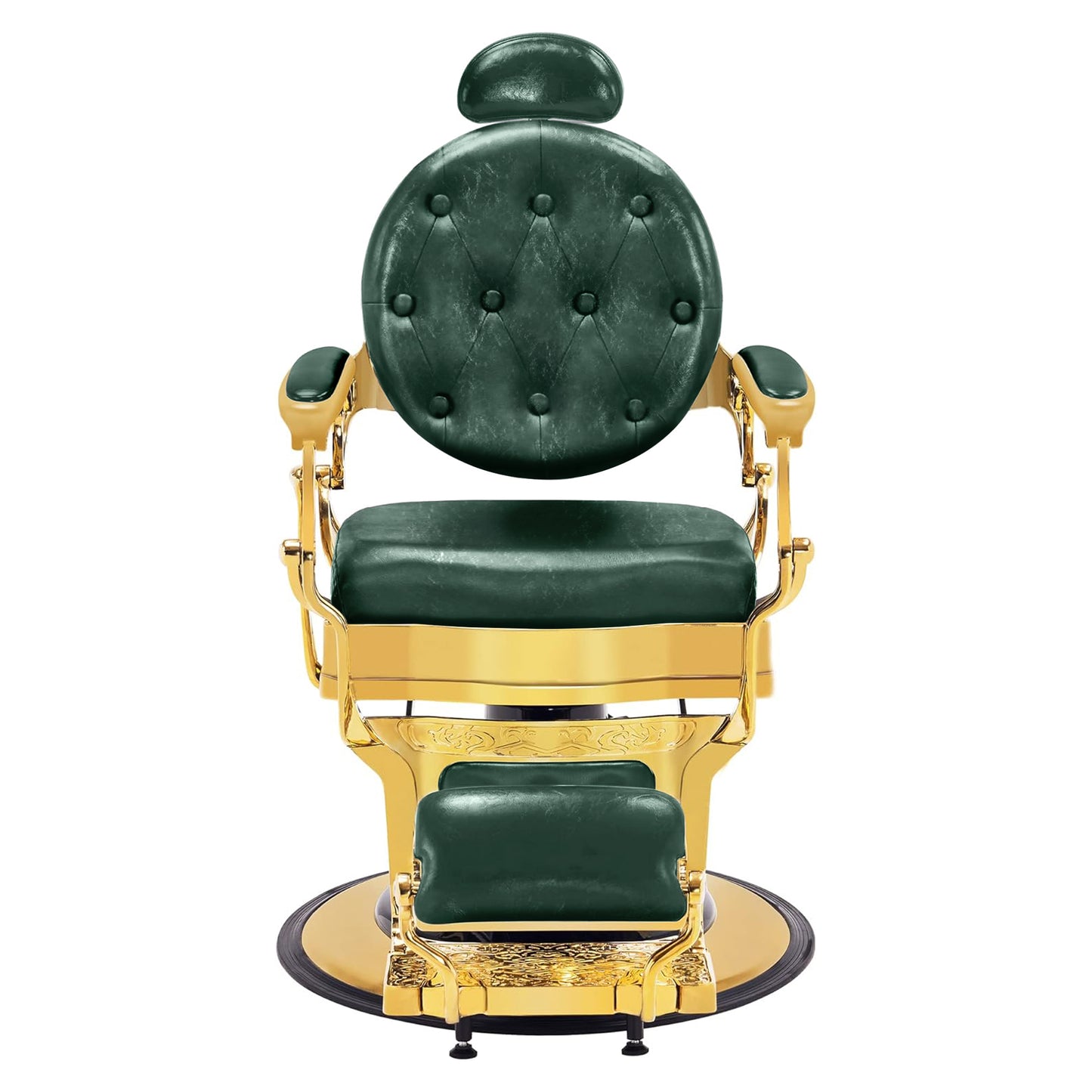 Barberpub Friseurstuhl hydraulische Friseursessel 2933, mit Retro/ Vintage Stil, 360° drehbar, Kunstleder, Goldrahmen/ Roségold Rahmen, 113 × 68 × 109 cm