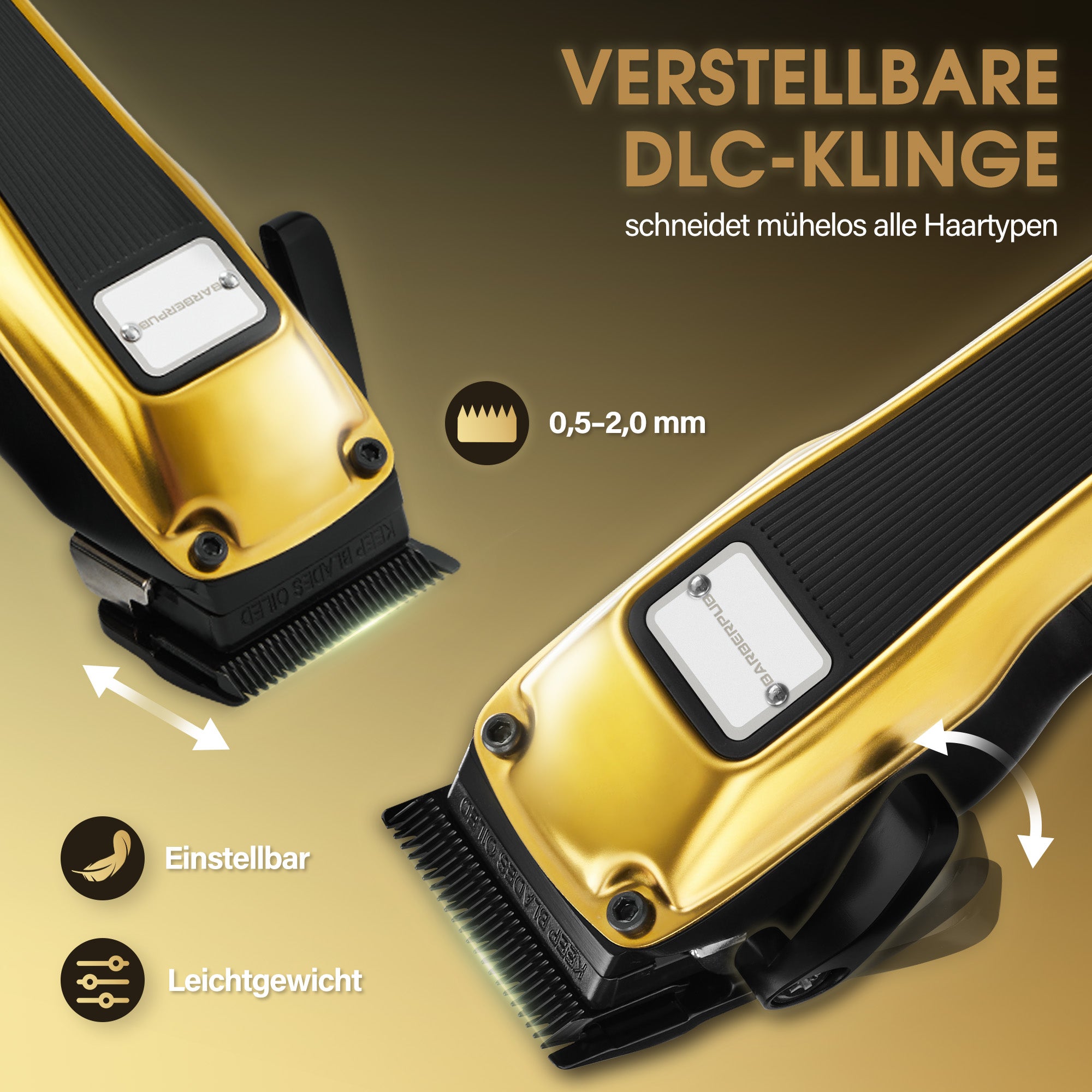 BarberPub Professional Hair Clippers, Men's Hair Trimmer with 6 Blades, 2 Casings & Charging Station, Hair Trimmer Adjustable Lever 0.5-2.0mm, Electric Beard Trimmer for Barbershop, HC176