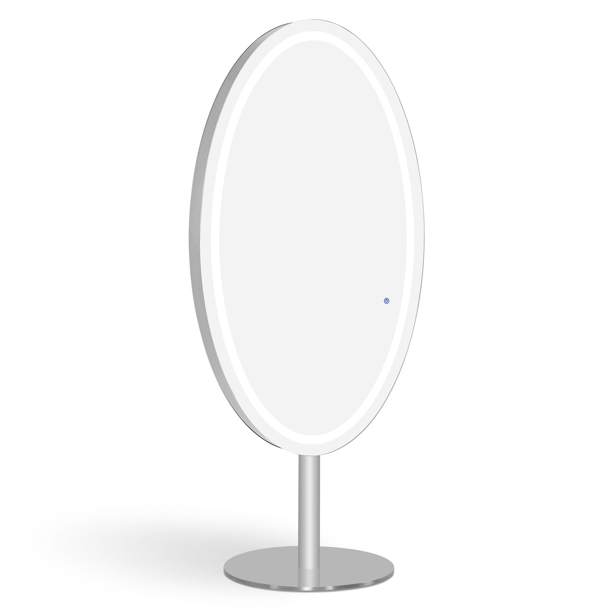 BarberPub Full-Length Mirror with Lights, Full Body Mirror with Stainless Steel, Large Double-Sided Mirror with Base, Touch Switch, 3 Dimmable Light Colors, for Hair Salon, 60x60x192 cm, J8363 (Silver)