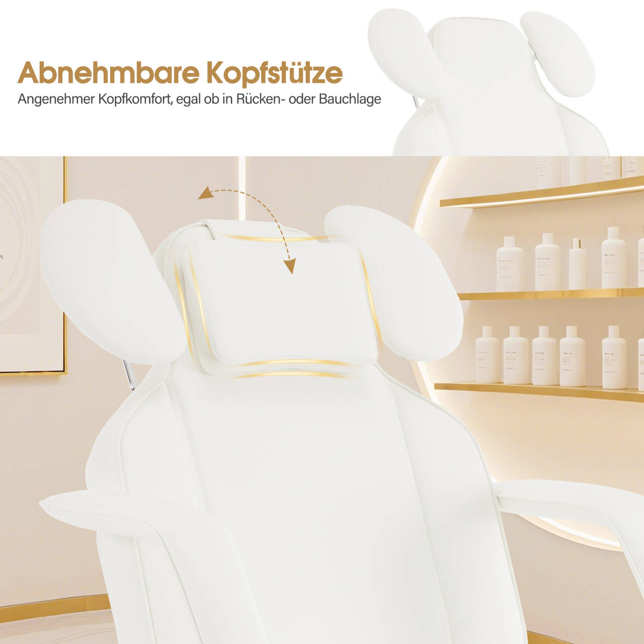 Barberpub Kosmetikliege Klappbar, Massageliege 80cm breit, behandlungsliege Wimpern, Tattoo Liege für SPA Salon, Verstellbare Handstütze für Kosmetiker 185x80x90 cm 0726 (Weiß/PU)
