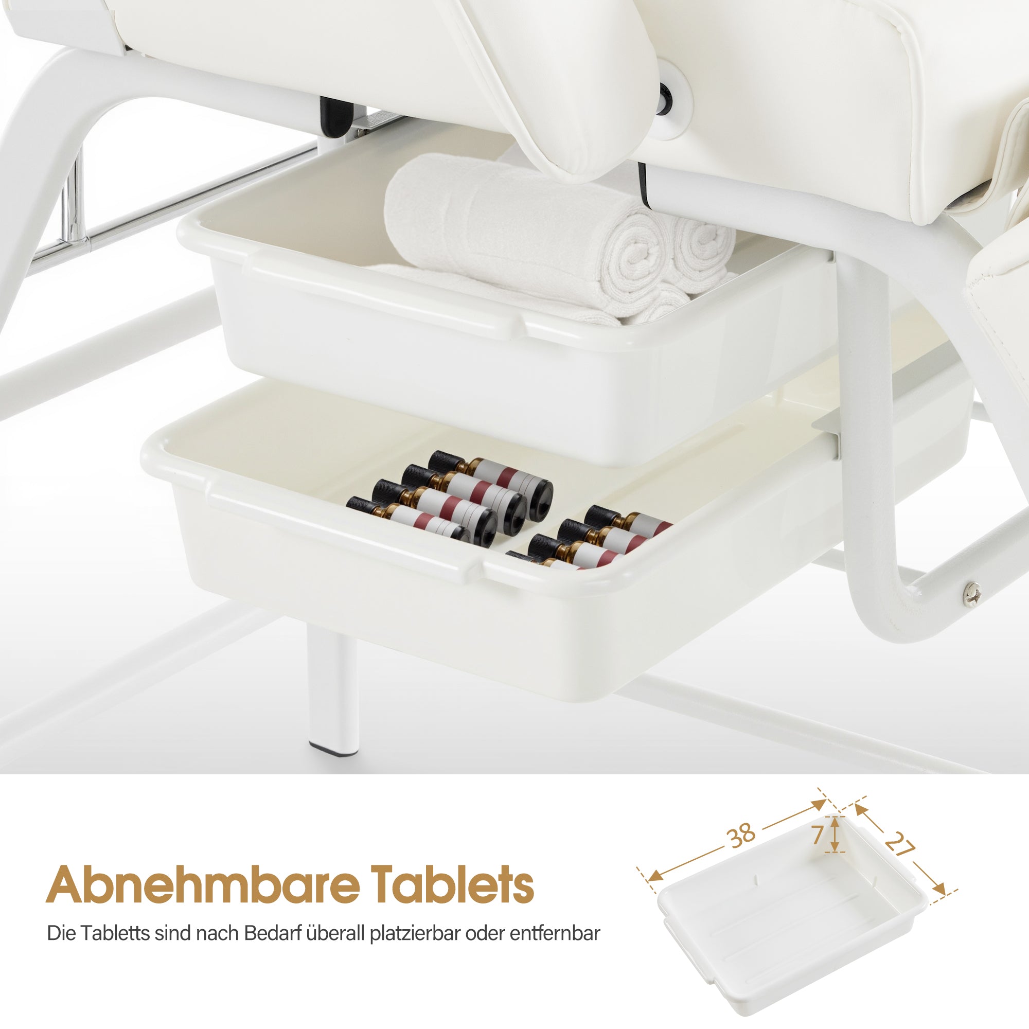 Barberpub Kosmetikliege Klappbar, Massageliege 80cm breit, behandlungsliege Wimpern, Tattoo Liege für SPA Salon, Verstellbare Handstütze für Kosmetiker 185x80x90 cm 0726 (Weiß/PU)