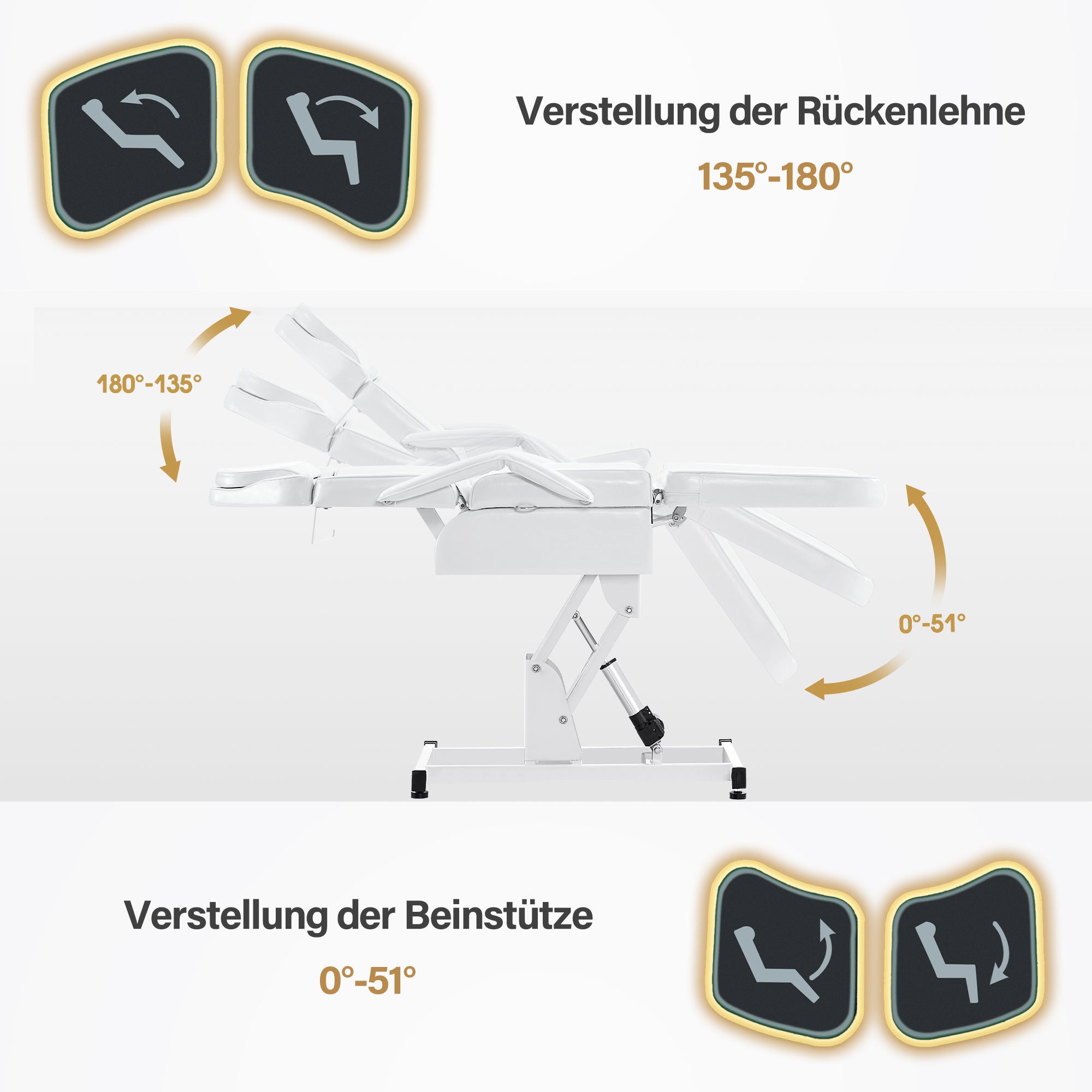 Barberpub Kosmetikliege Elektrisch, Massageliege Klappbar & Höhenverstellbar, Tattoo Liege mit 3 Motoren, Massagetisch für SPA Salon 0751