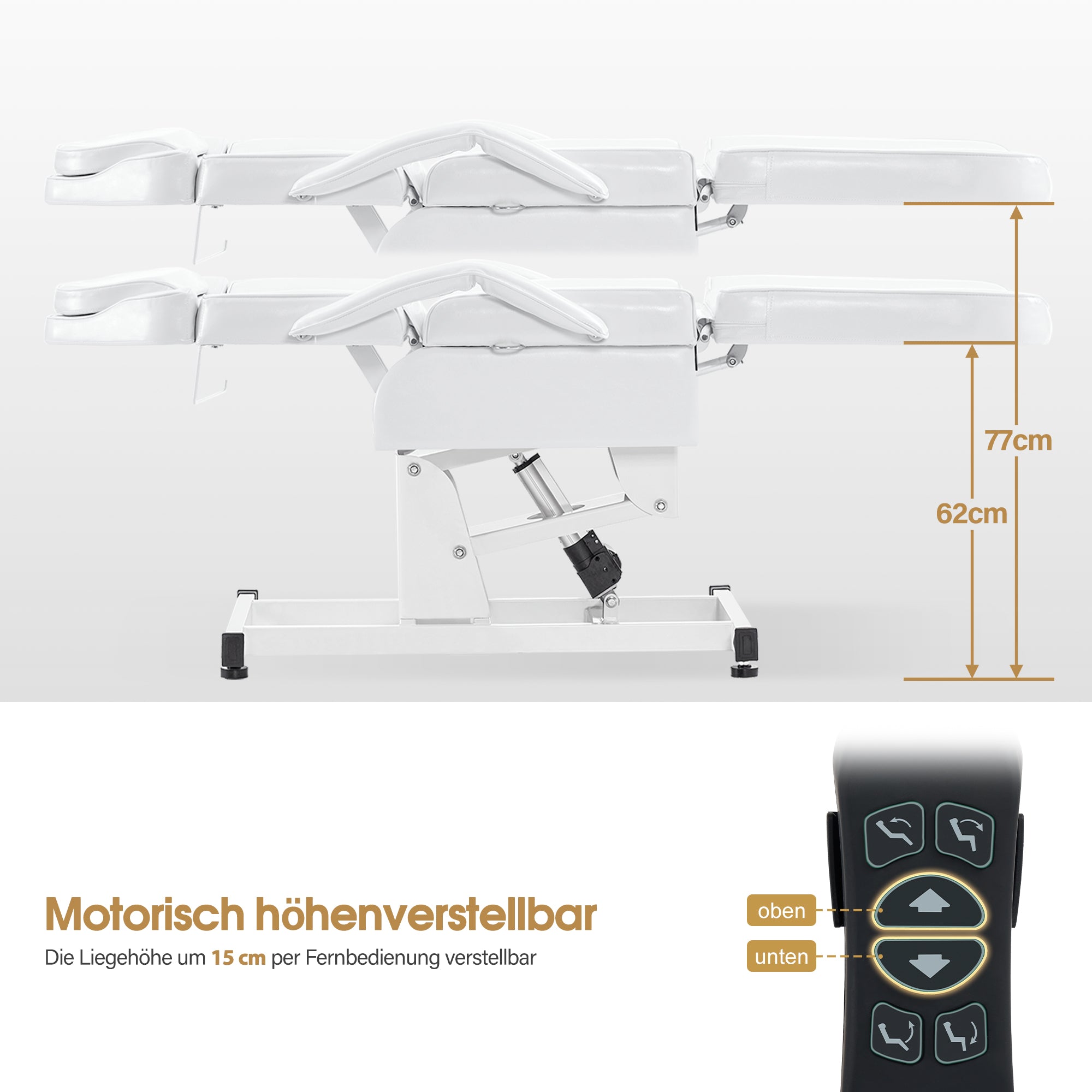 Barberpub Kosmetikliege Elektrisch, Massageliege Klappbar & Höhenverstellbar, Tattoo Liege mit 3 Motoren, Massagetisch für SPA Salon 0751