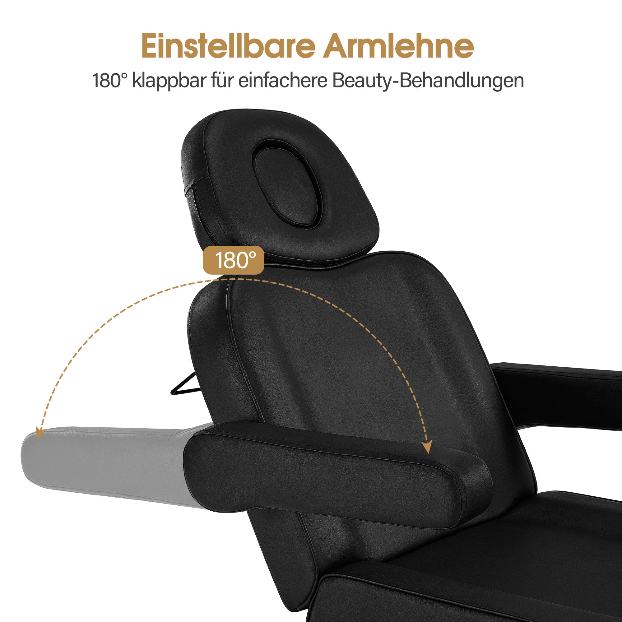 BarberPub Kosmetikliege Elektrisch mit 3 Motoren & Rollen, Massageliege Klappbar & 18CM Höhenverstellbar, 180°Drehbare Armlehnen, Tattoo Liege für SPA Salon 0754