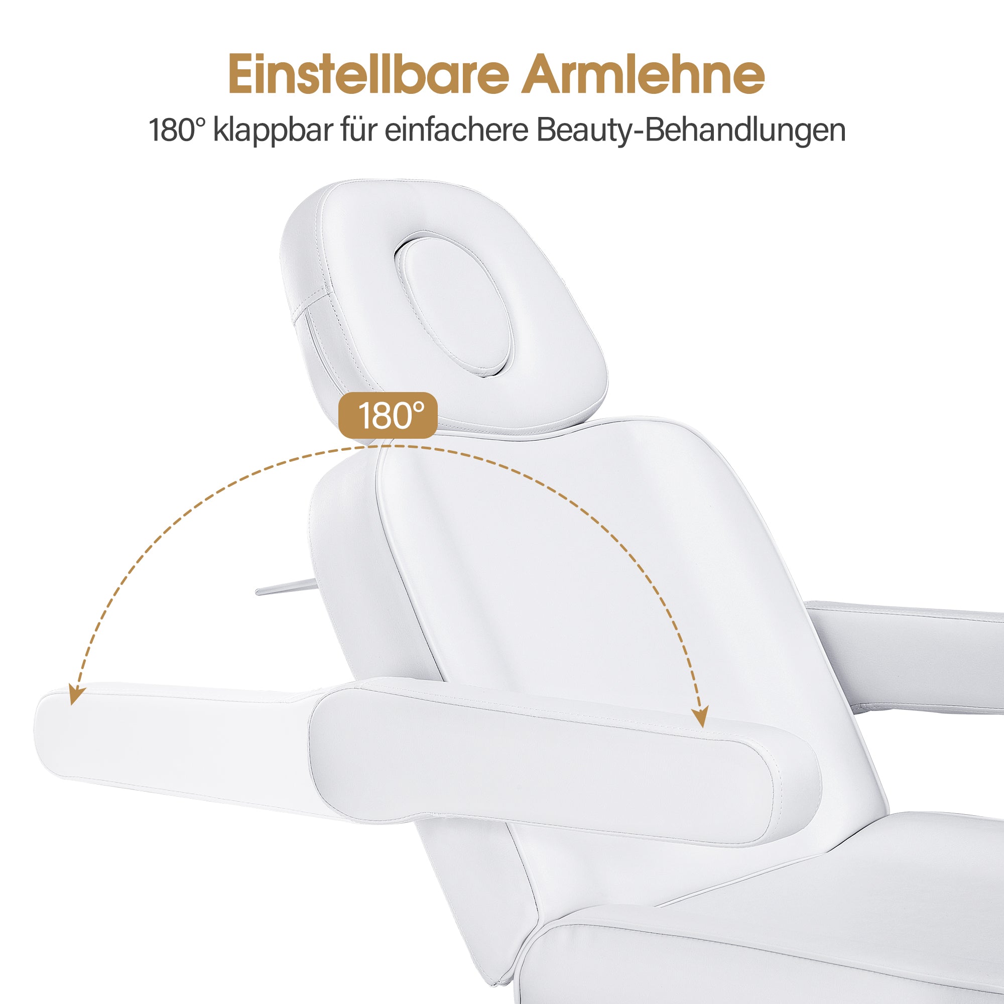 BarberPub Kosmetikliege Elektrisch mit 3 Motoren & Rollen, Massageliege Klappbar & 18CM Höhenverstellbar, 180°Drehbare Armlehnen, Tattoo Liege für SPA Salon 0754