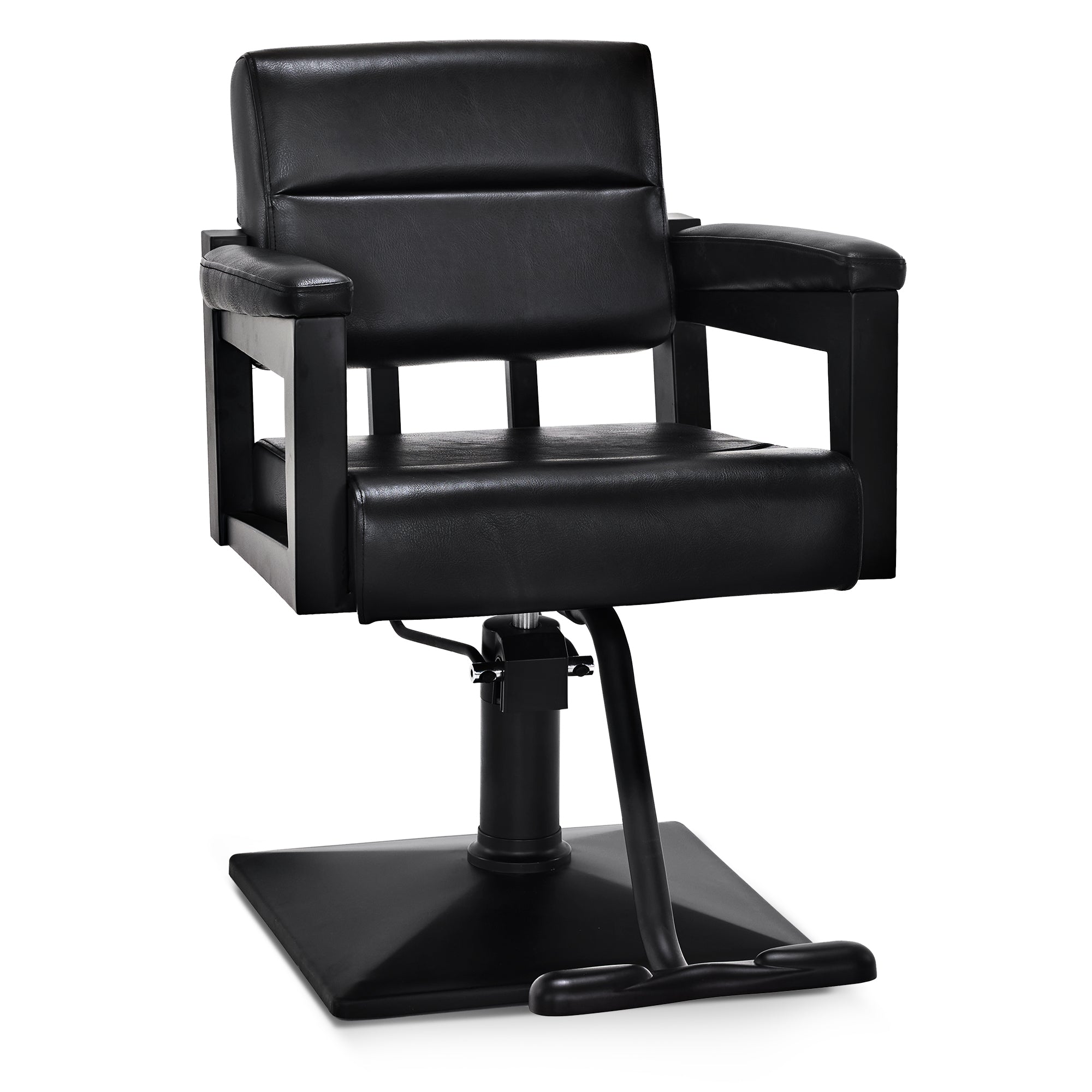 Fauteuil de barbier BarberPub avec pompe hydraulique, pivotant à 360°, réglable en hauteur, cuir synthétique PVC, 2058 (noir)