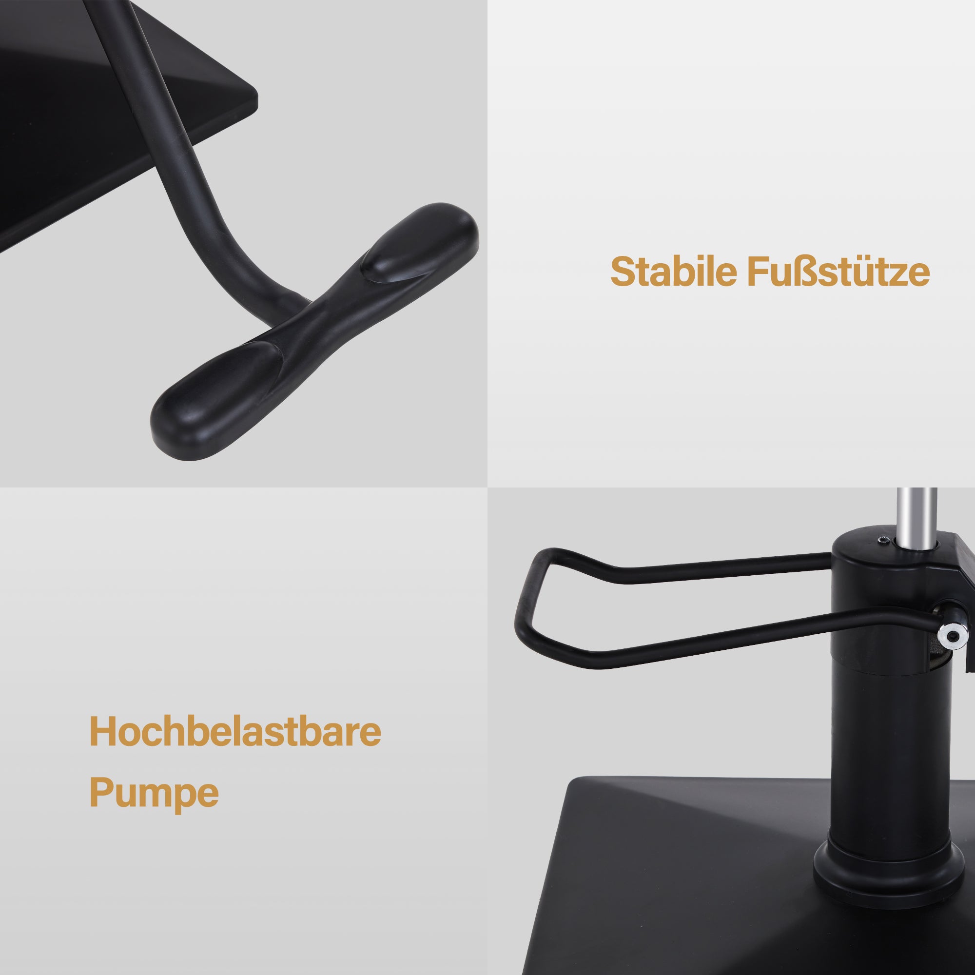 Fauteuil de barbier BarberPub avec pompe hydraulique, pivotant à 360°, réglable en hauteur, cuir synthétique PVC, 2058 (noir)