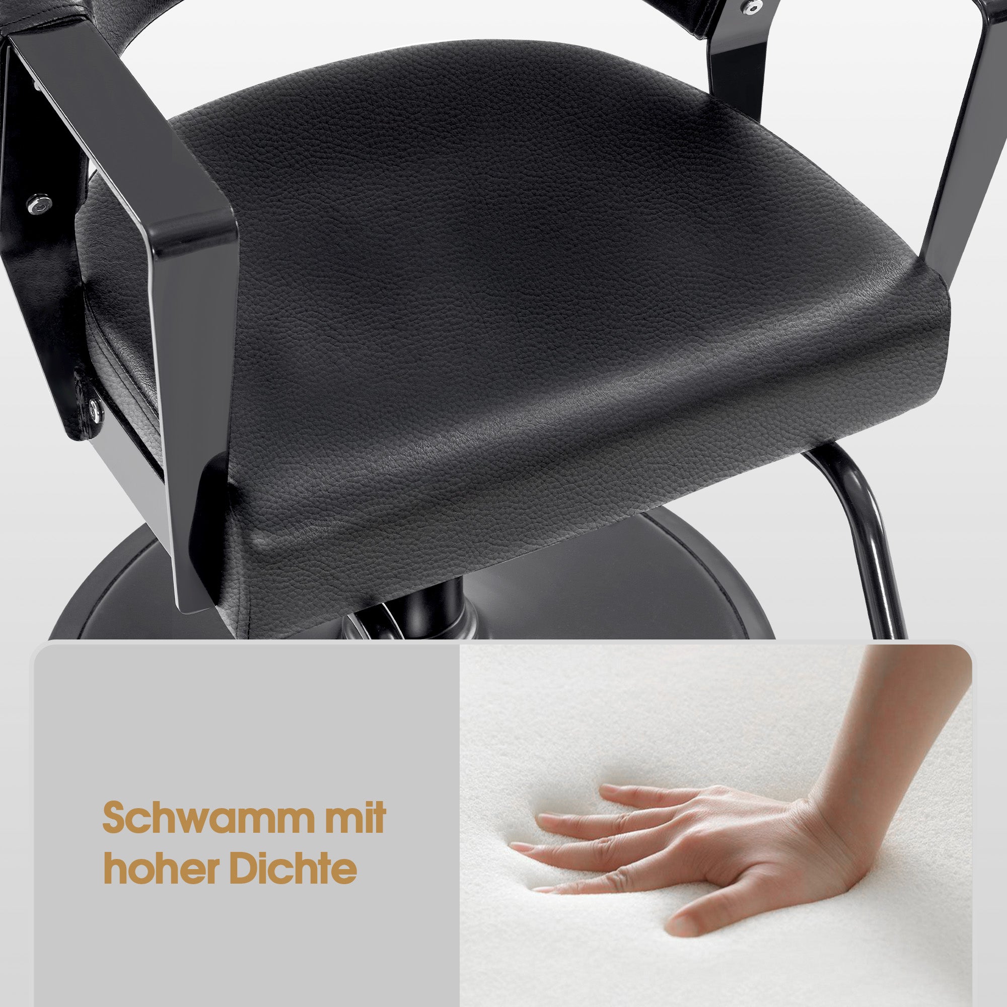BarberPub Friseurstuhl mit Hydraulikpumpe 360° Drehbar, Friseureinrichtung Barber Chair Höhenverstellbar, Barber Stuhl Friseursessel PVC-Kunstleder Modern, 2083 (Schwarz)