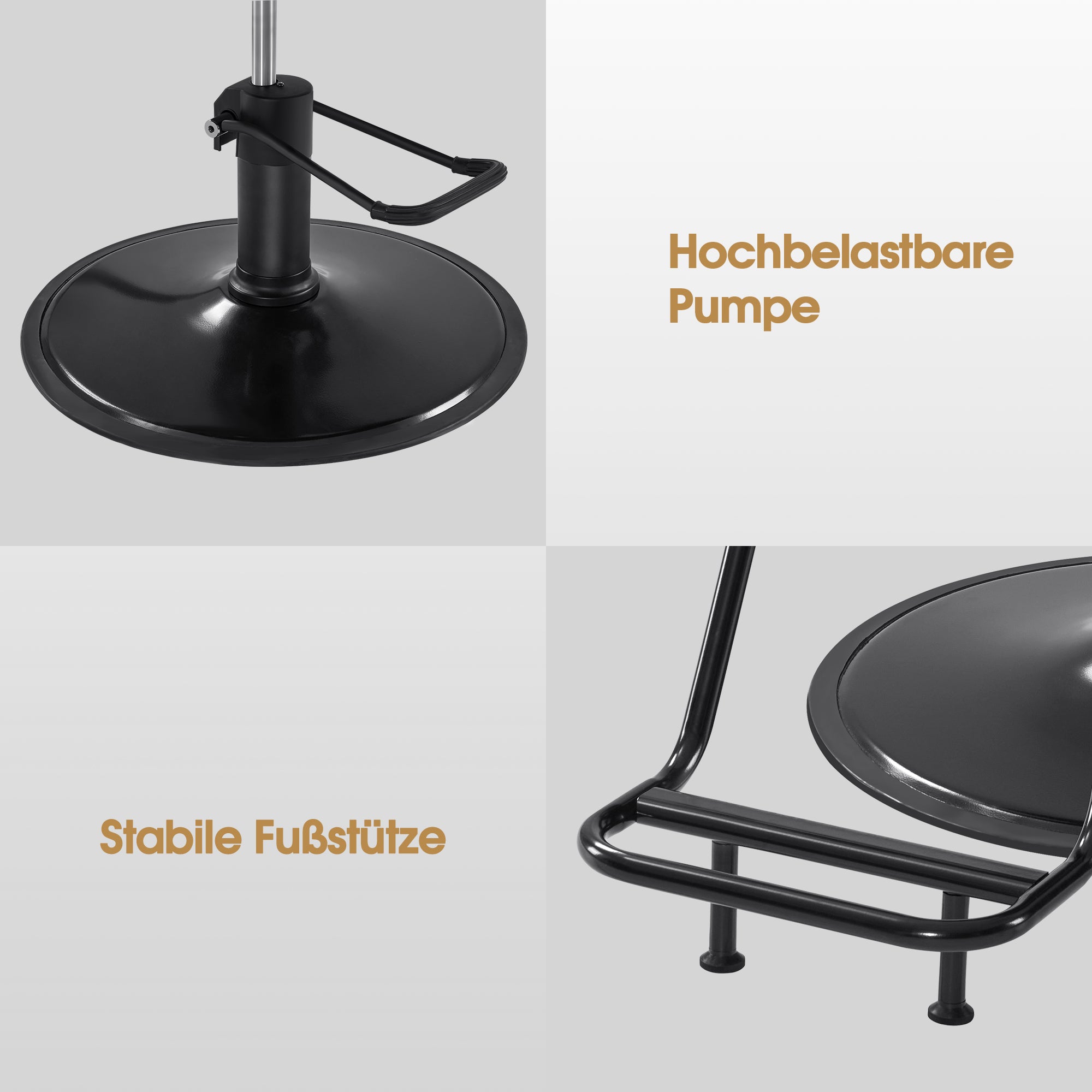 BarberPub Friseurstuhl mit Hydraulikpumpe 360° Drehbar, Friseureinrichtung Barber Chair Höhenverstellbar, Barber Stuhl Friseursessel PVC-Kunstleder Modern, 2083 (Schwarz)