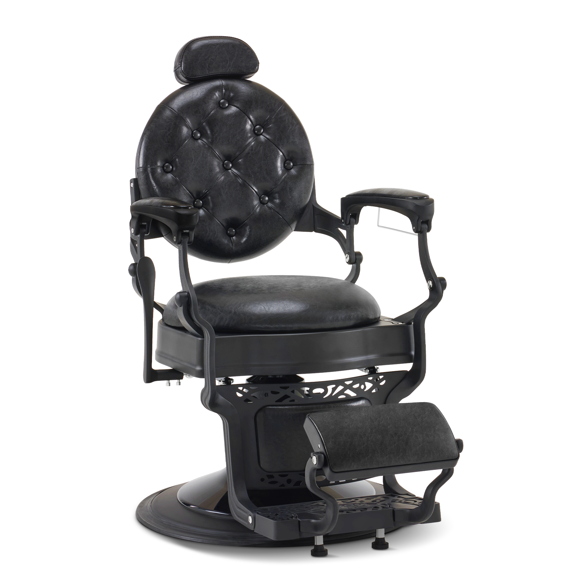 Fauteuil de coiffure Barberpub avec appui-tête, inclinable et réglable en hauteur, pivotant à 360°, style rétro vintage, 2940 (noir)