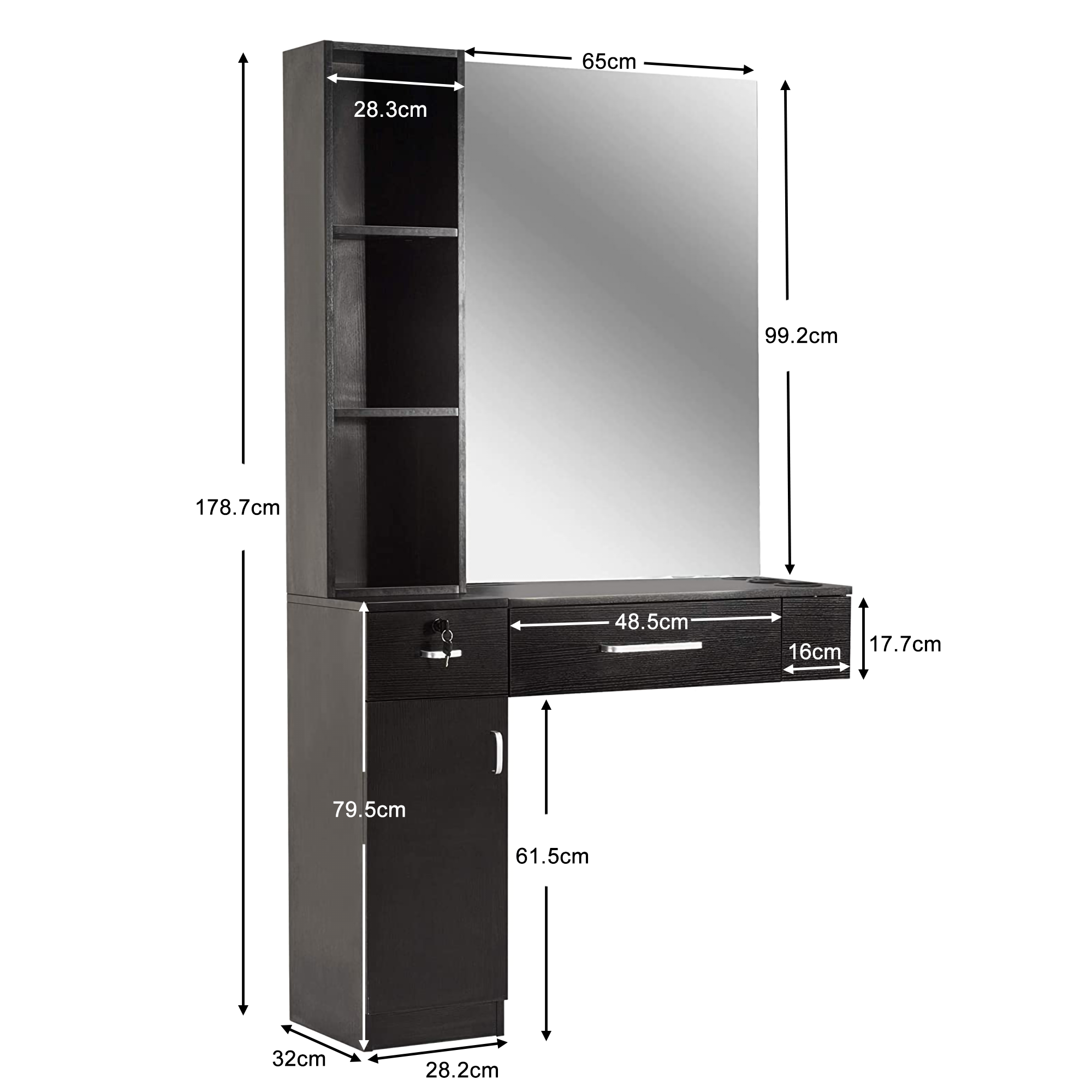 Barberpub station de coiffure station de service table miroir table de coiffure armoire miroir 6154-3036BK