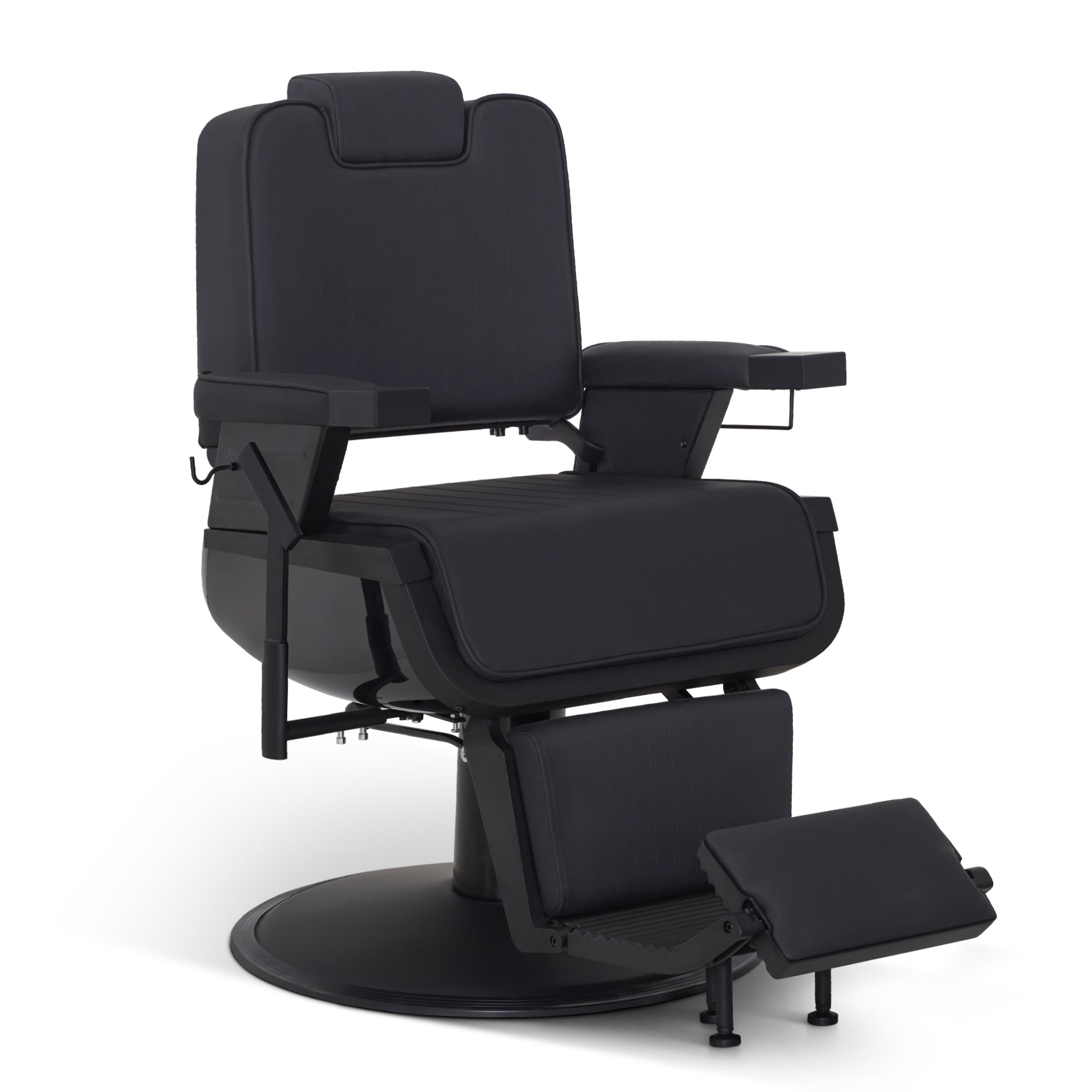Fauteuil de barbier BarberPub avec appui-tête inclinable, équipement de coiffure avec pompe hydraulique, rotatif à 360°, hauteur du siège d'opération réglable, fauteuil de barbier en simili cuir, 3823