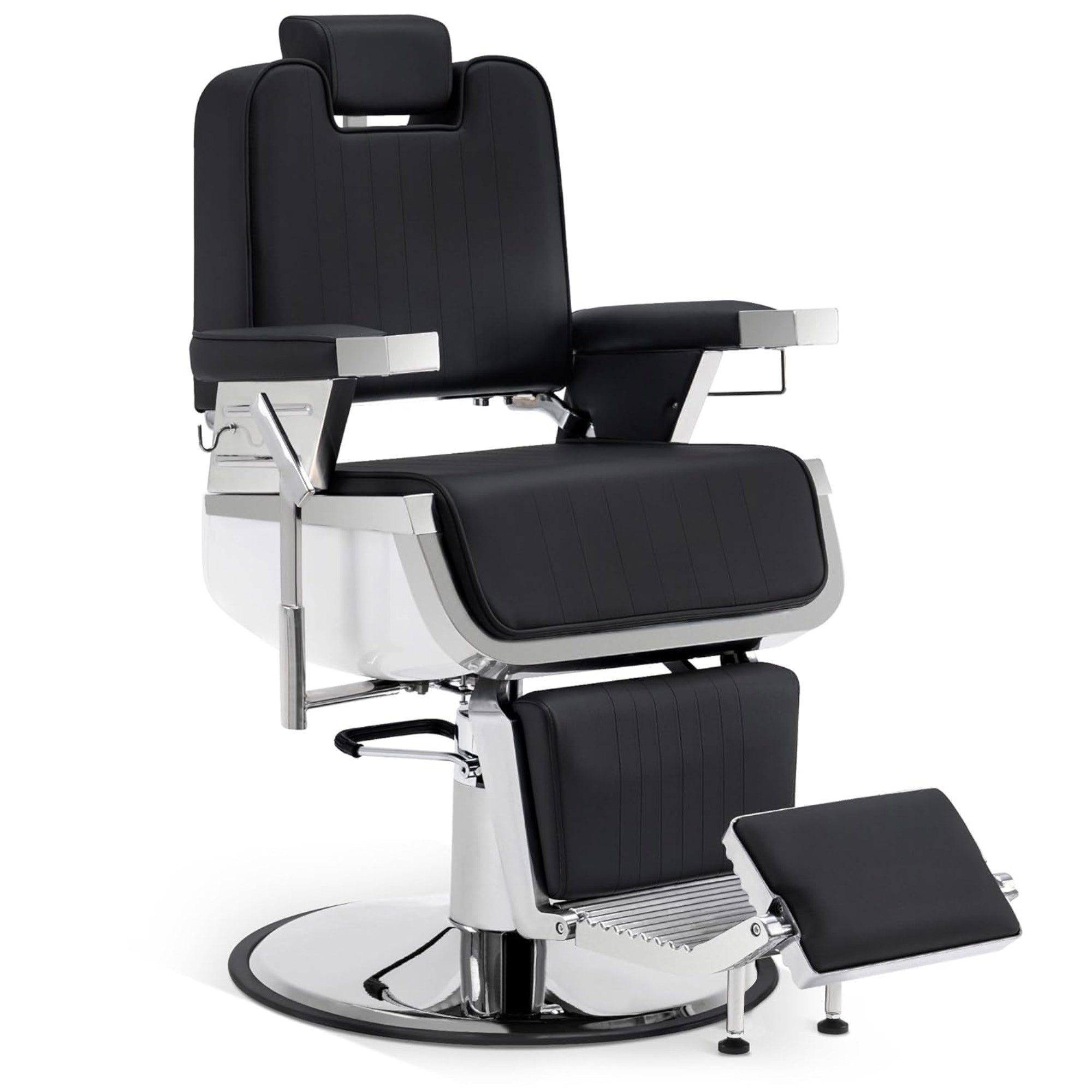 BarberPub Friseurstuhl mit Kopfstütze Kippbar, Friseureinrichtung mit Hydraulikpumpe 360° Drehbar, Bedienungsstuhl Höhenverstellbar, Barber Stuhl Kunstleder, 3823