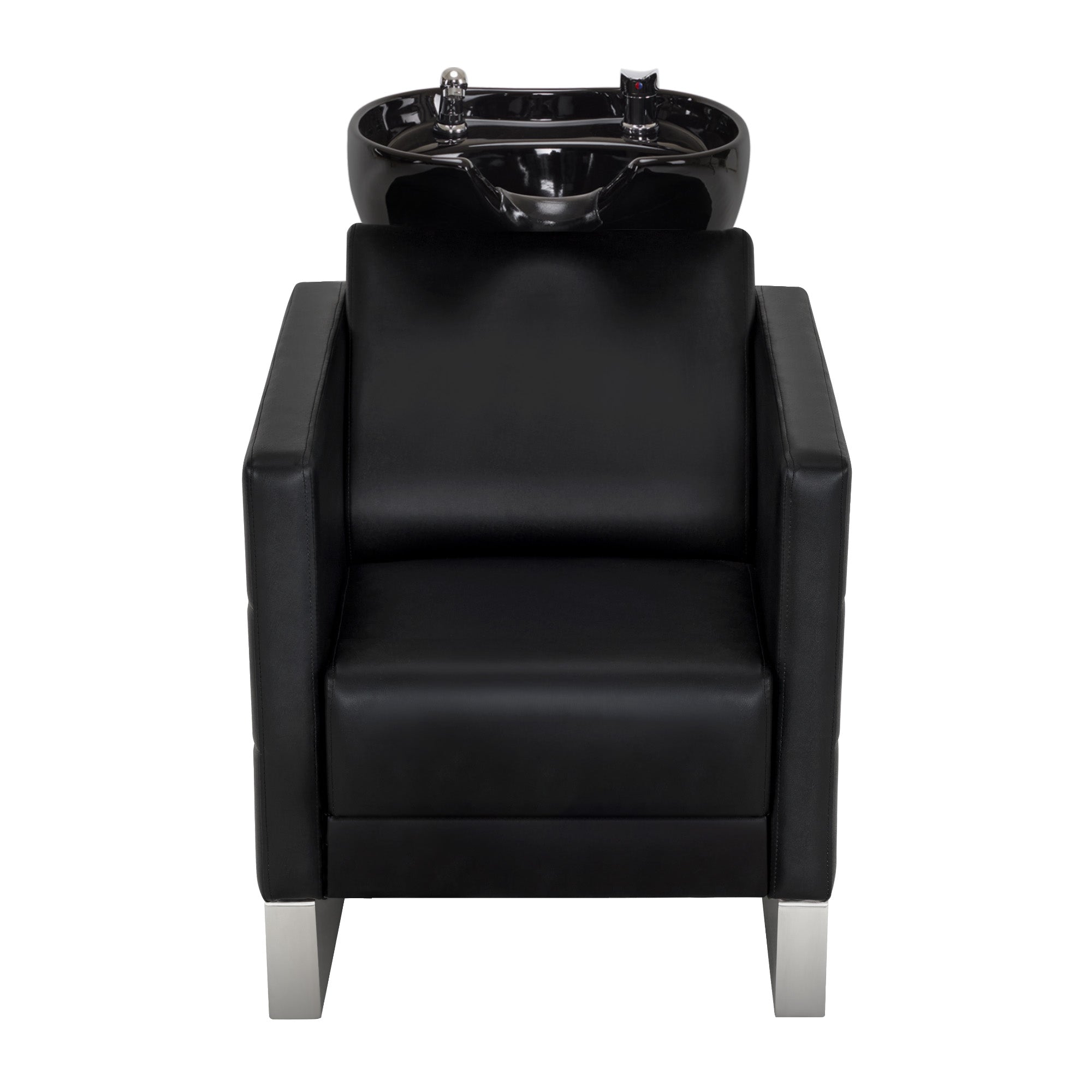 BarberPub Friseurstuhl mit Waschbecken & Edelstahlbasis, Friseurwaschbecken aus Keramik Verstellbar, Friseurwaschsessel für SPA Salon Friseur Waschplatz 8611