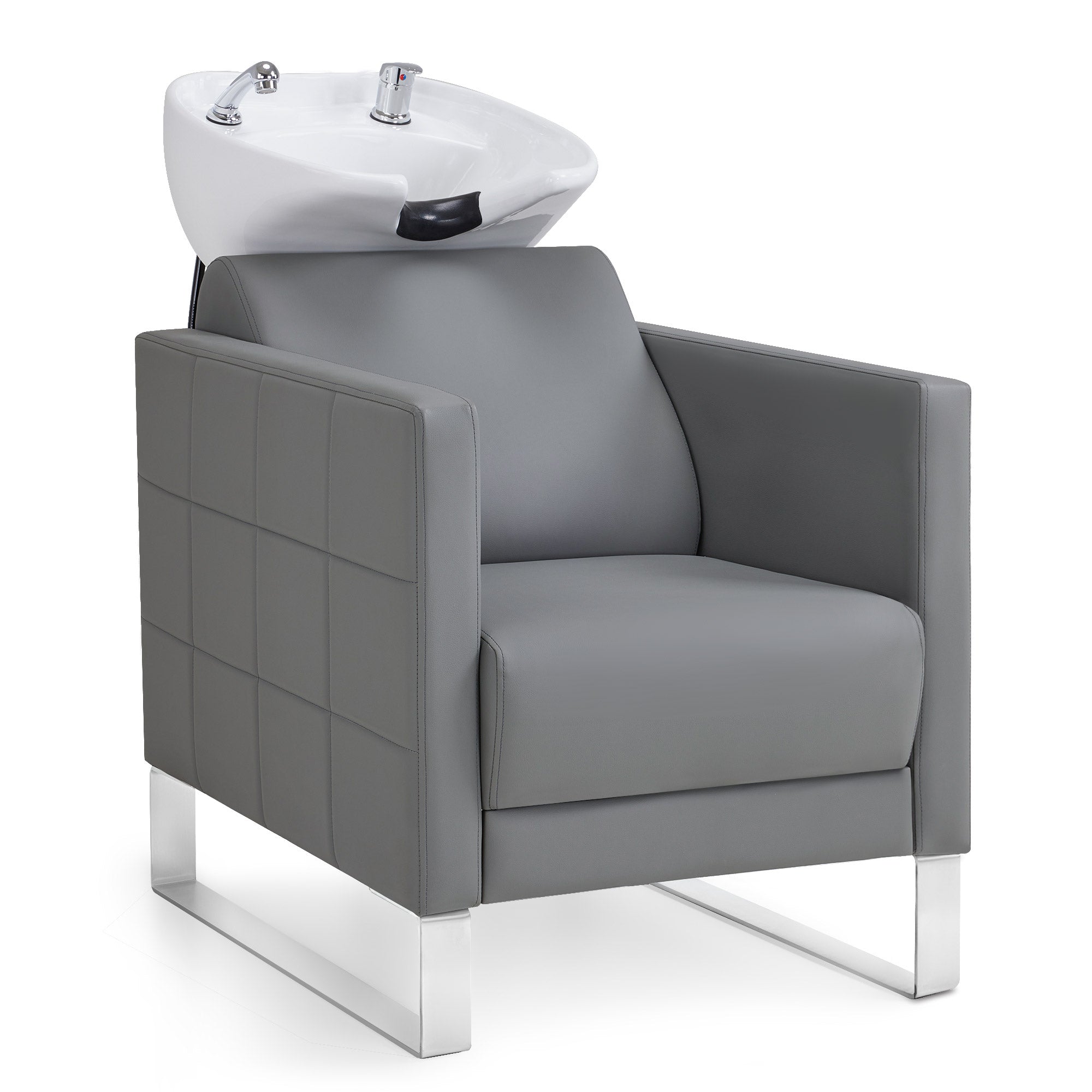 BarberPub Friseurstuhl mit Waschbecken & Edelstahlbasis, Friseurwaschbecken aus Keramik Verstellbar, Friseurwaschsessel für SPA Salon Friseur Waschplatz 8611