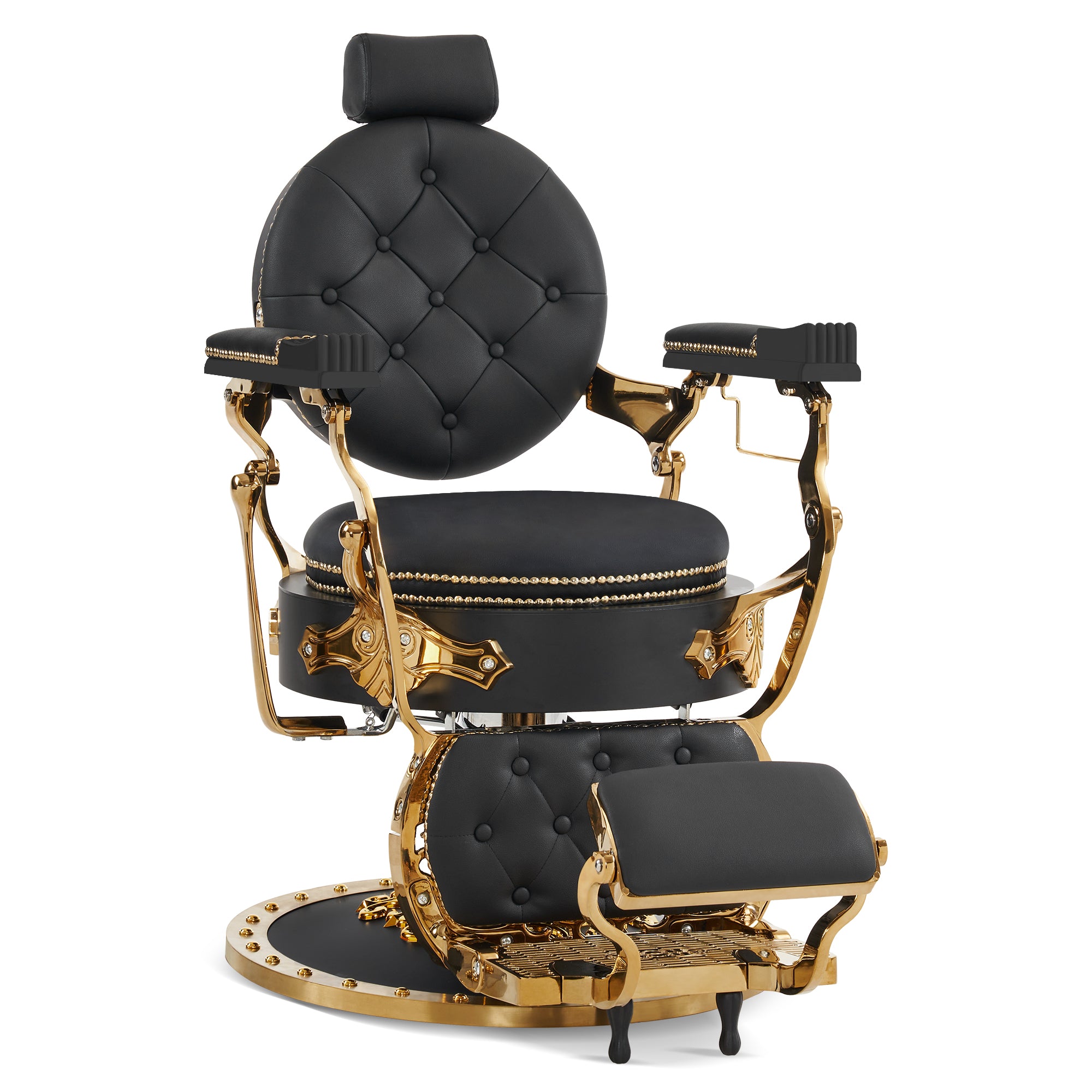 Fauteuil de coiffure Barberpub avec appui-tête inclinable, fauteuil de barbier rétro vintage, pivotant à 360° et réglable en hauteur, équipement de coiffure hydraulique, similicuir, 8688