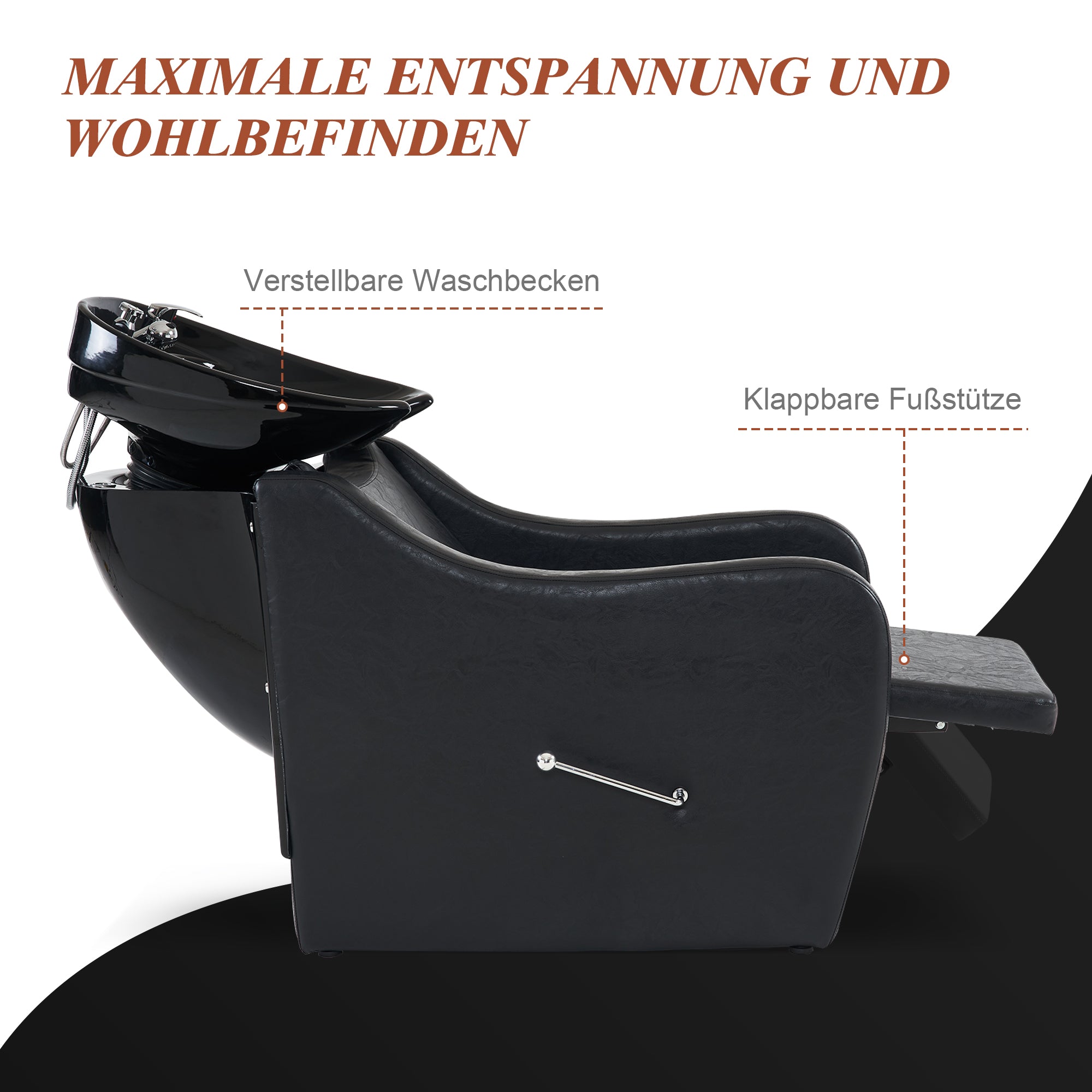 Poste de lavage pour évier de coiffure Barberpub, chaise de shampoing, chaise de lavage inversée, chaise de salon de coiffure, chaise de lavage pour salon SPA 9090 (noir)