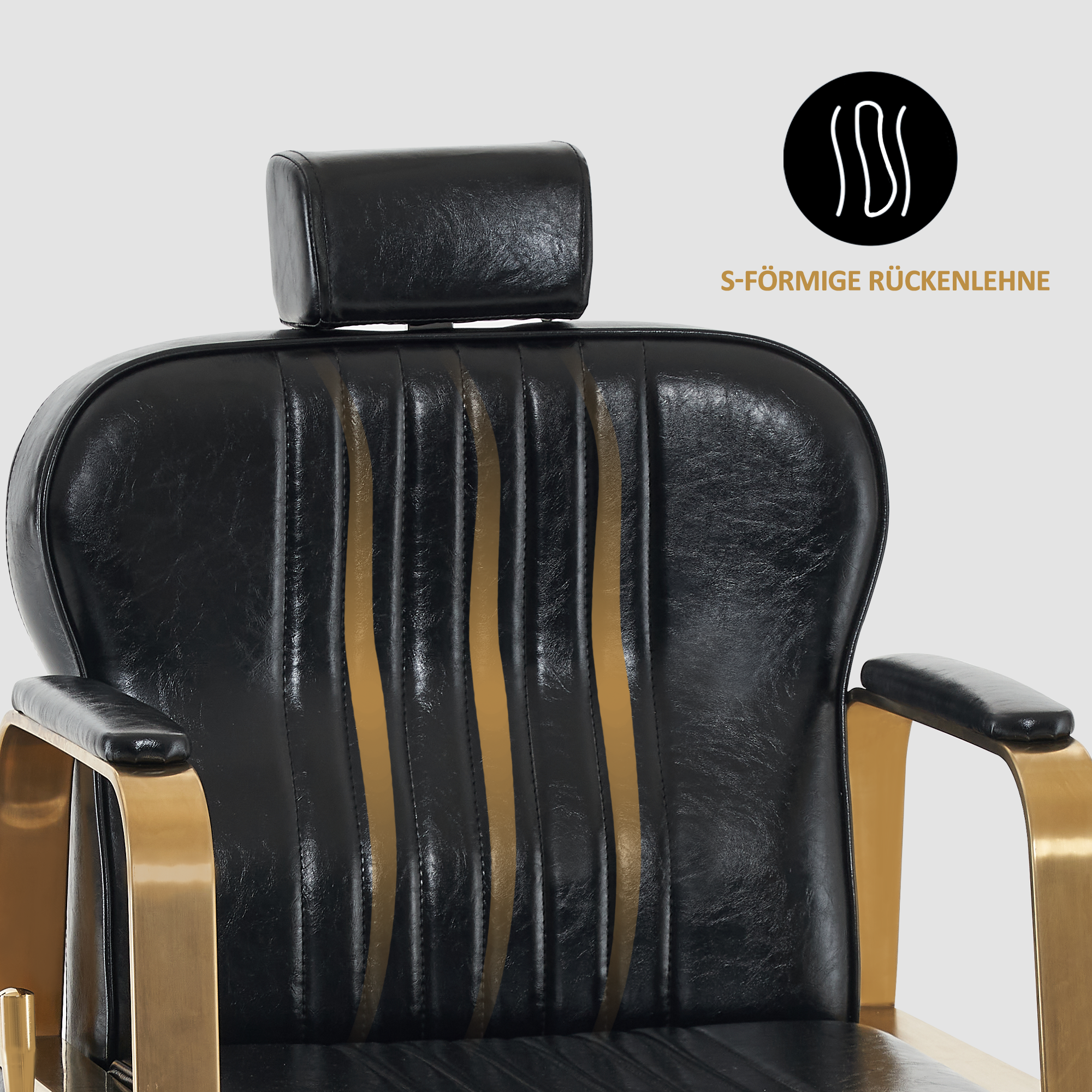 Fauteuil de coiffure inclinable et réglable en hauteur, pivotant à 360°, avec appui-tête, style rétro, pompe hydraulique, similicuir, 9238 (noir)