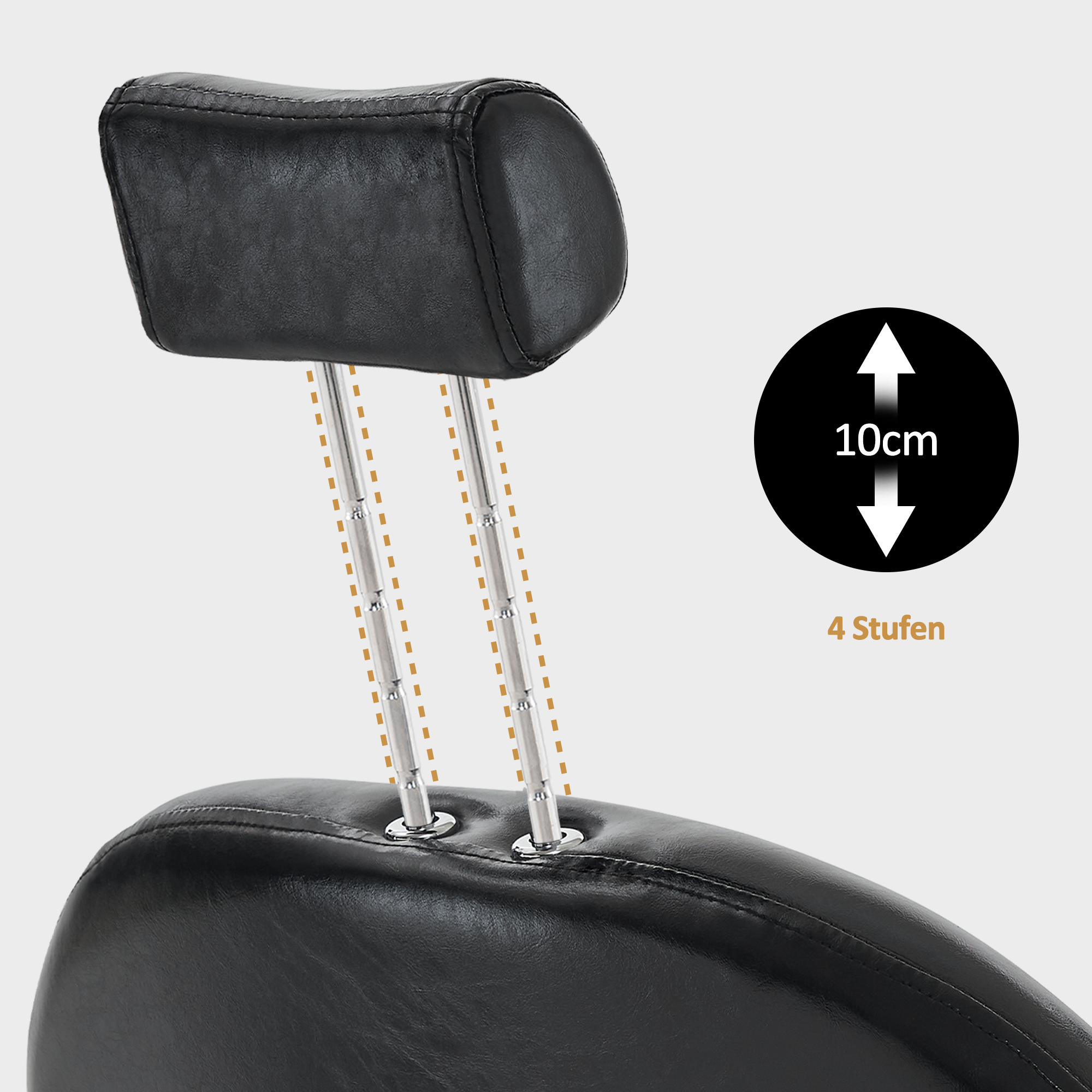 Fauteuil de coiffure Barberpub avec appui-tête, réglable en hauteur et pivotant à 360°, équipement de coiffure inclinable, fauteuil opératoire hydraulique en similicuir, 9578 (doré-noir)