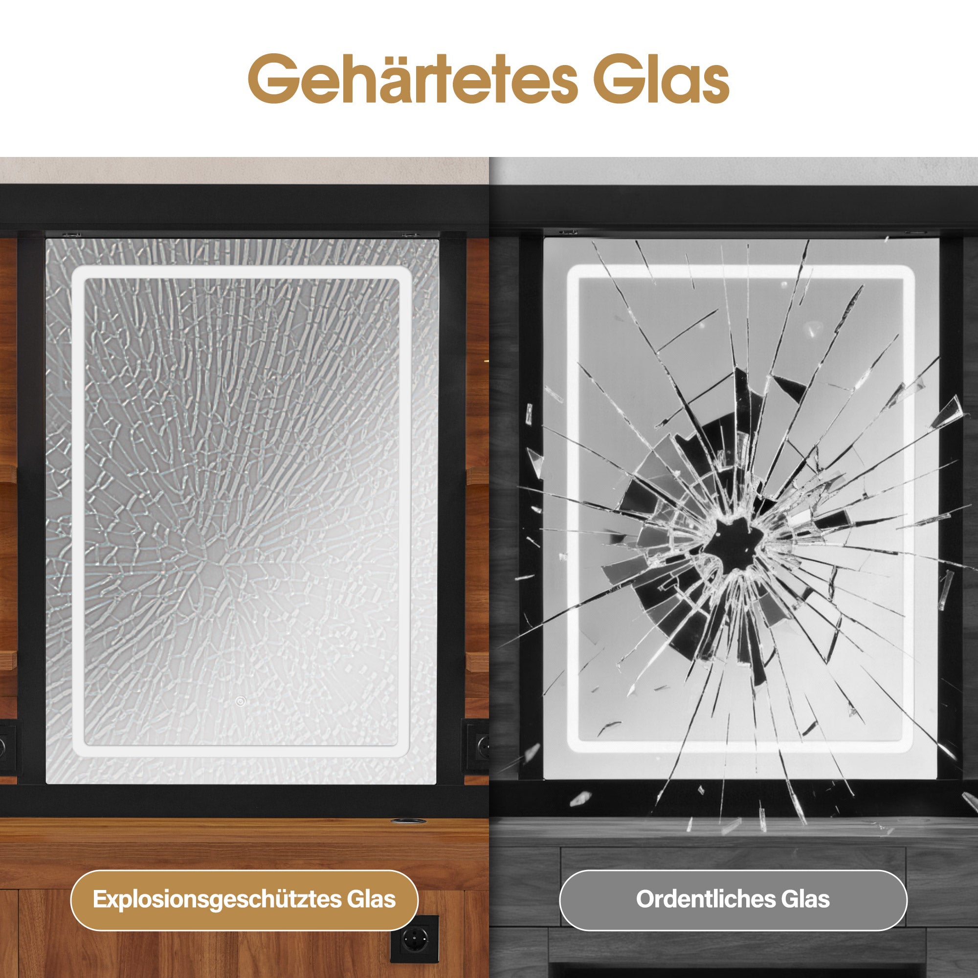 BarberPub Friseurplatz mit 2 Schubladen, Schminktisch mit Spiegel, Bedienungsplatz mit 4 Ablagen & 2 Schränken, Spiegelschrank aus Holz, Spiegeltisch Modern, Friseureinrichtung, 3167 (Braun)