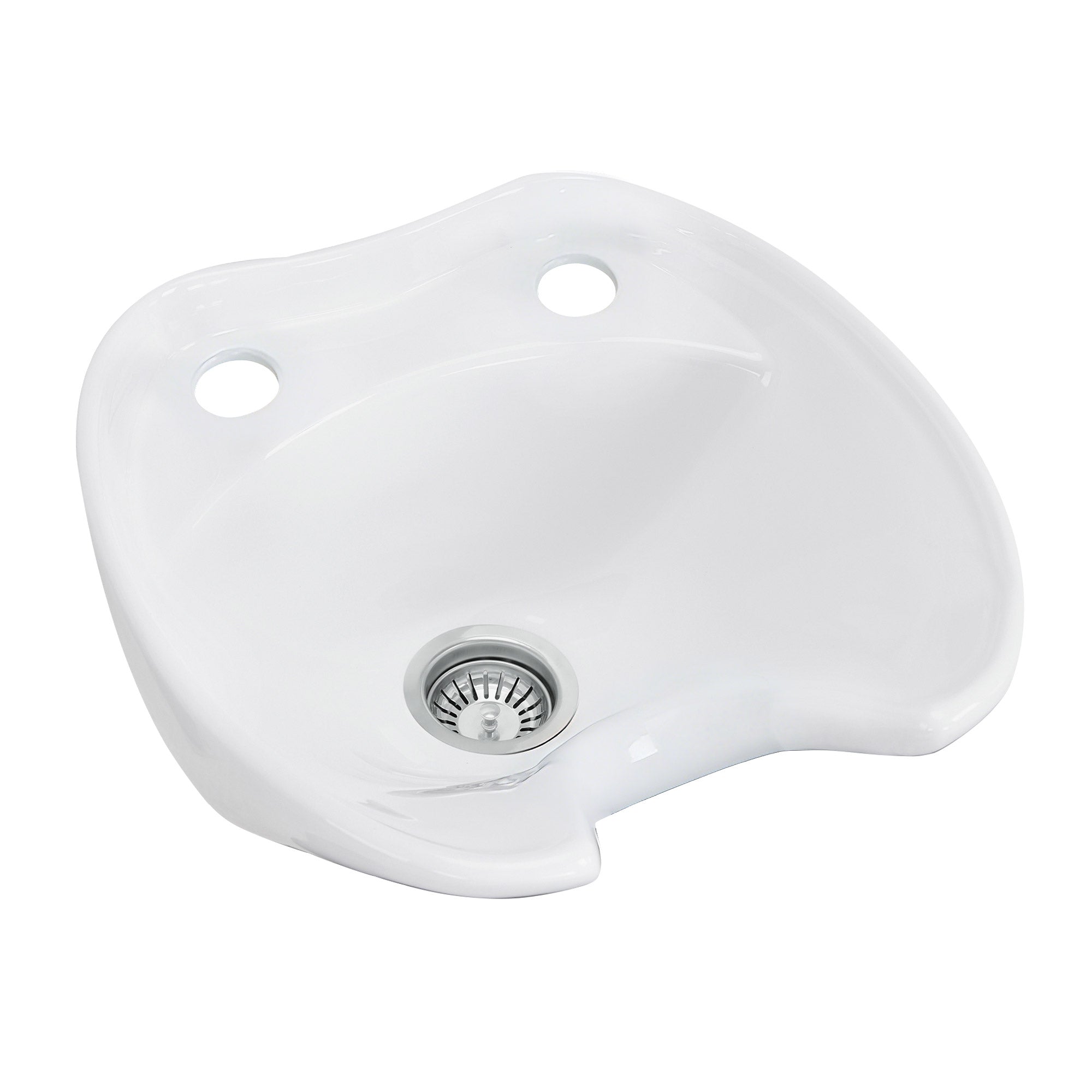 BarberPub Weißes Friseurwaschbecken für Friseurstuhl mit Waschbecken 8675 8010 & 8611, Haarwaschbecken, Shampoo Waschbecken, Rückwärtswaschbecken W8000W (Weiß/Keramik)