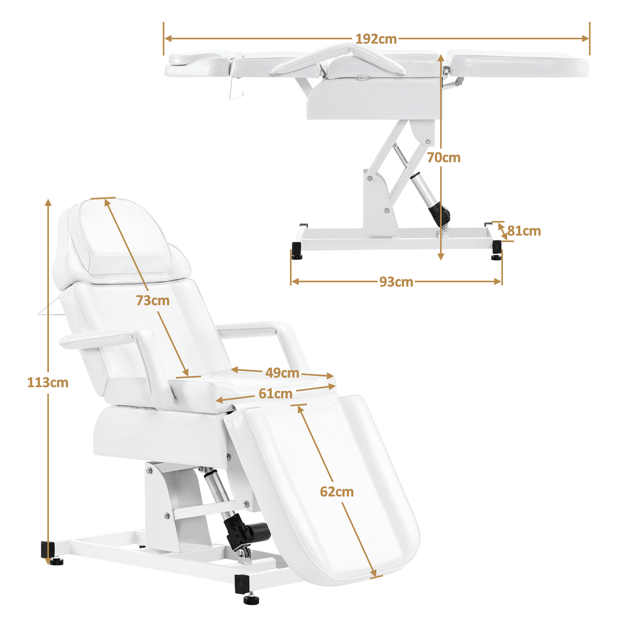 Table de massage électrique pour salon de coiffure, pliable et réglable en hauteur, avec 3 moteurs, pour salon de beauté 0751