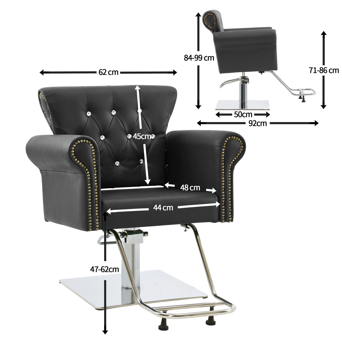 Barberpub Hydraulischer Friseurstuhl, Friseursessel Bedienungsstuhl Höhenverstellbar, Barber Chair Drehstuhl Schönheitssalon-Stuhl Friseureinrichtung, Kunstleder, 8899 (Schwarz/ Grün)