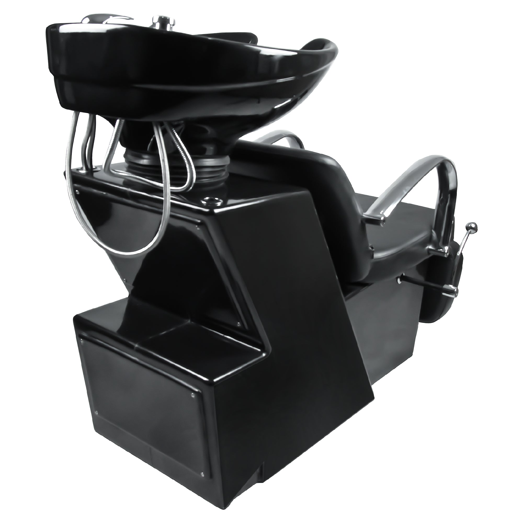 BarberPub Système de lavage inversé pour coiffeur, chaise de lavage noire 0648BK
