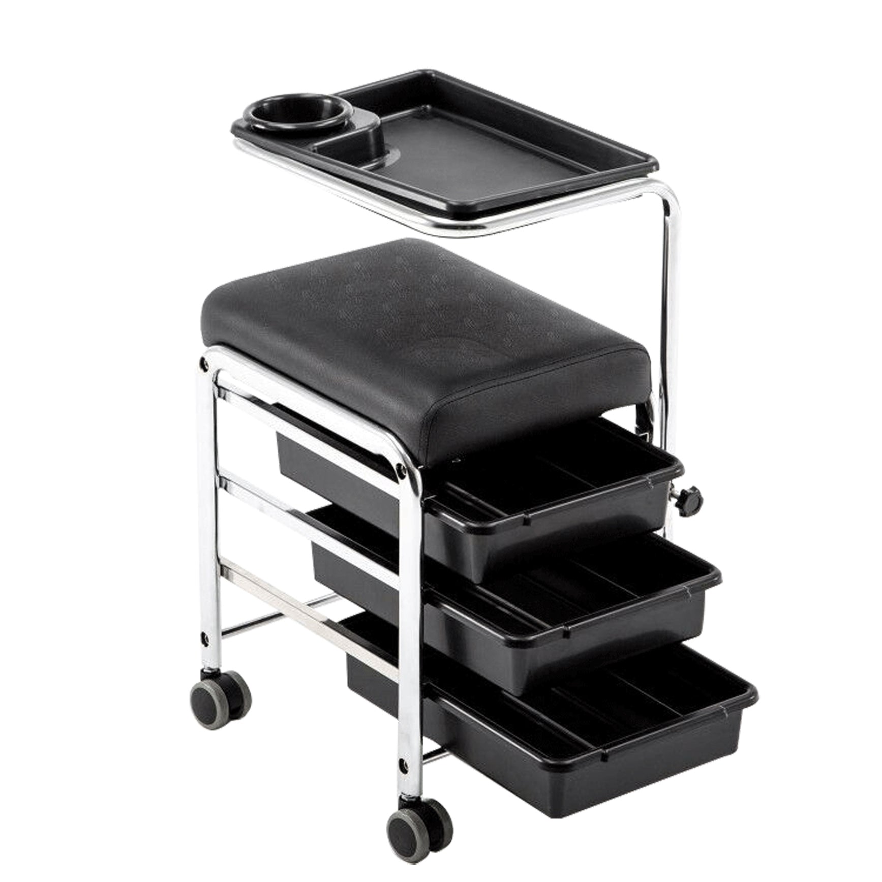 Tabouret de pédicure pour salon de coiffure, tabouret roulant pour soins des pieds, chaise de manucure et de cosmétique pour les ongles 5005BK/W