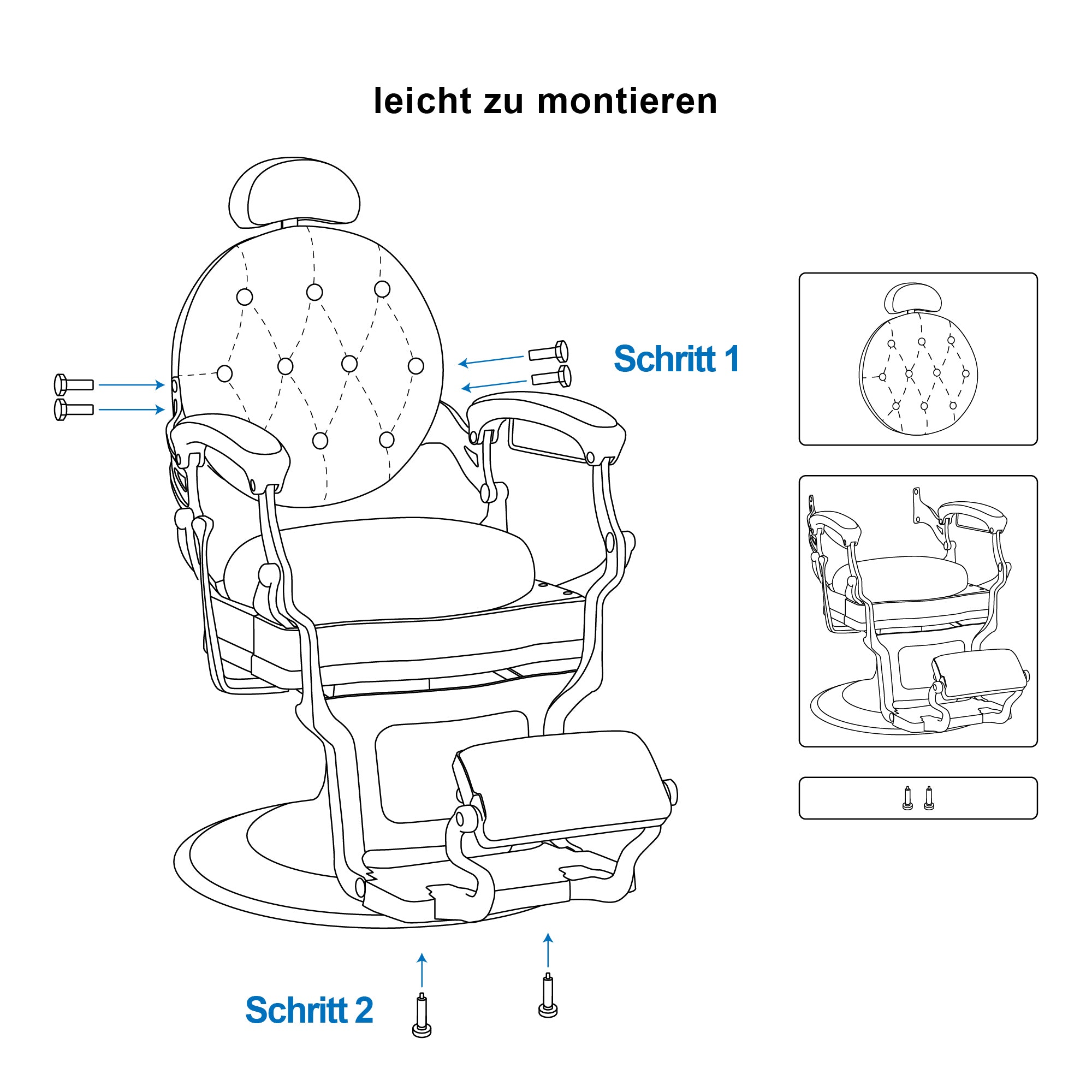 Fauteuil de coiffure Barberpub hydraulique 2933, style rétro/vintage, pivotant à 360°, simili cuir, cadre doré/cadre or rose, 113 × 68 × 109 cm