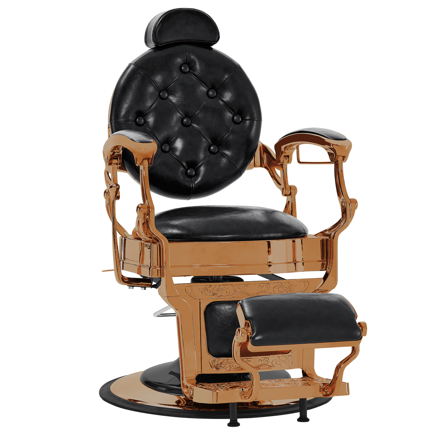 Barberpub Friseurstuhl hydraulische Friseursessel 2933, mit Retro/ Vintage Stil, 360° drehbar, Kunstleder, Goldrahmen/ Roségold Rahmen, 113 × 68 × 109 cm