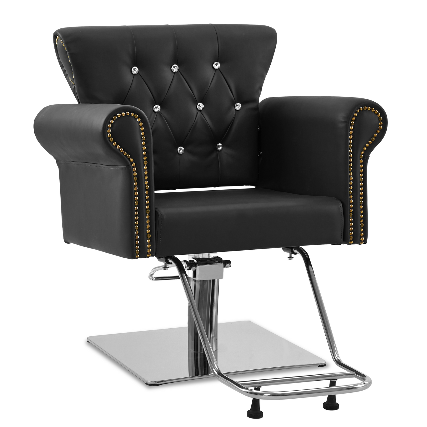 Barberpub Hydraulischer Friseurstuhl, Friseursessel Bedienungsstuhl Höhenverstellbar, Barber Chair Drehstuhl Schönheitssalon-Stuhl Friseureinrichtung, Kunstleder, 8899 (Schwarz/ Grün)