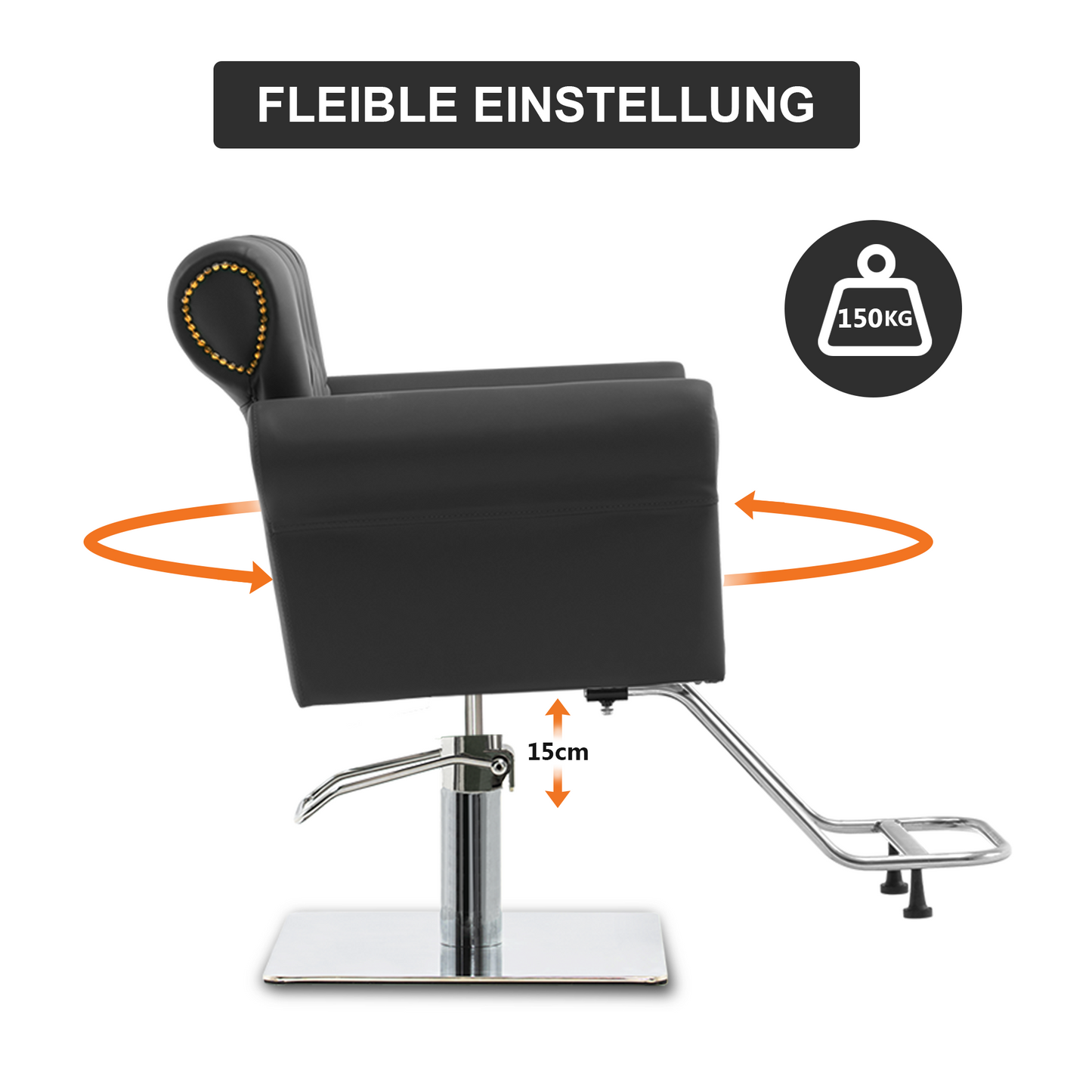 Barberpub Hydraulischer Friseurstuhl, Friseursessel Bedienungsstuhl Höhenverstellbar, Barber Chair Drehstuhl Schönheitssalon-Stuhl Friseureinrichtung, Kunstleder, 8899 (Schwarz/ Grün)