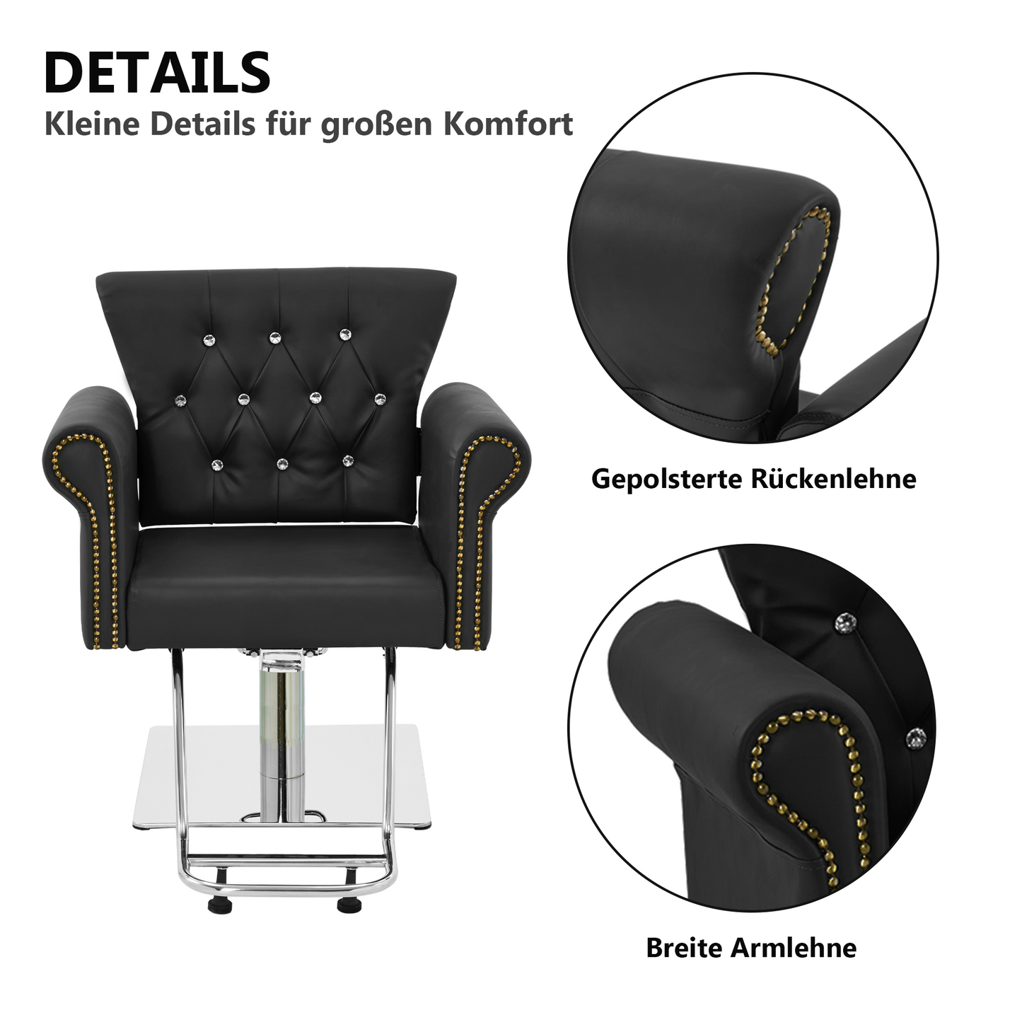 Barberpub Hydraulischer Friseurstuhl, Friseursessel Bedienungsstuhl Höhenverstellbar, Barber Chair Drehstuhl Schönheitssalon-Stuhl Friseureinrichtung, Kunstleder, 8899 (Schwarz/ Grün)