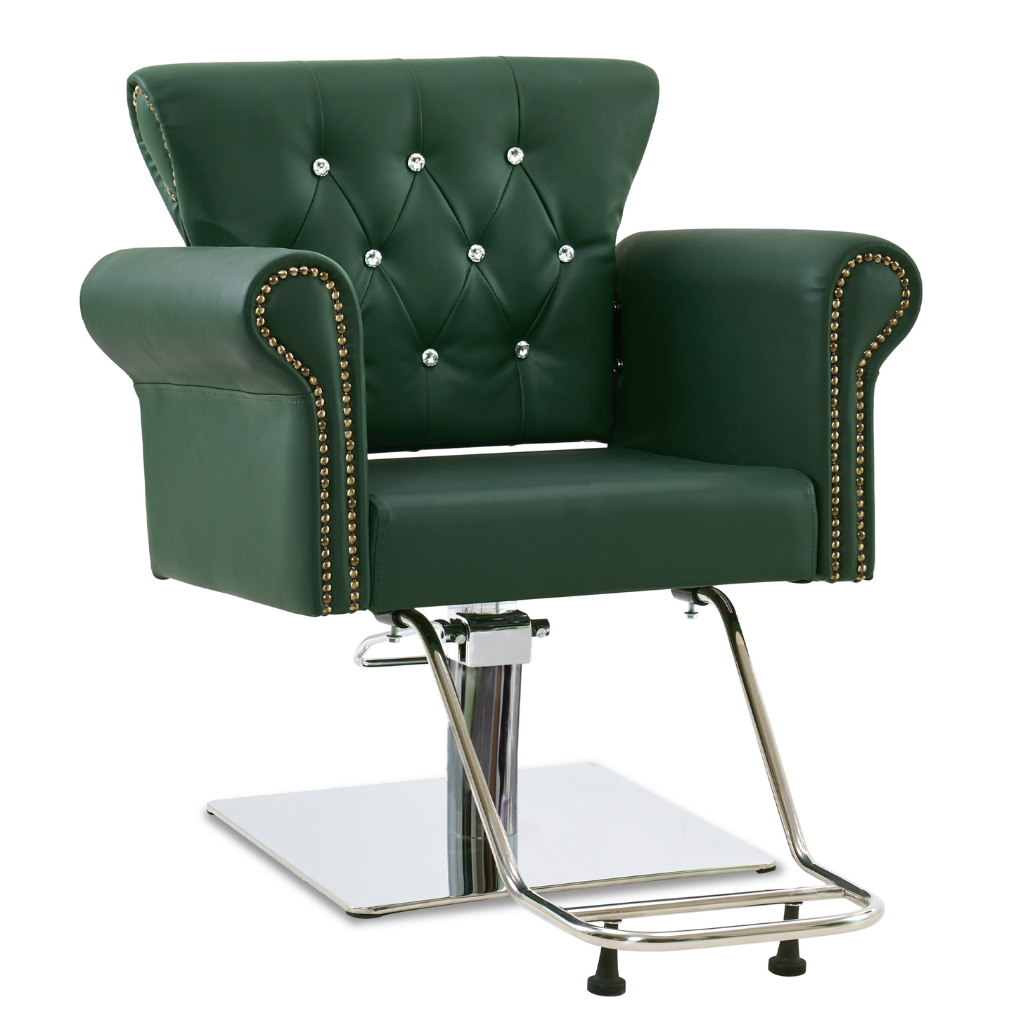 Barberpub Hydraulischer Friseurstuhl, Friseursessel Bedienungsstuhl Höhenverstellbar, Barber Chair Drehstuhl Schönheitssalon-Stuhl Friseureinrichtung, Kunstleder, 8899 (Schwarz/ Grün)