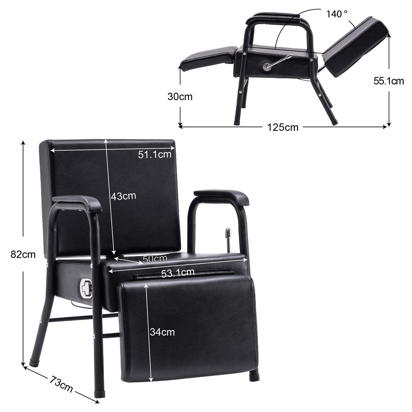 BarberPub Rückwärtswaschsessel Shampoo Chair SPA Salon Einrichtung 8145BK