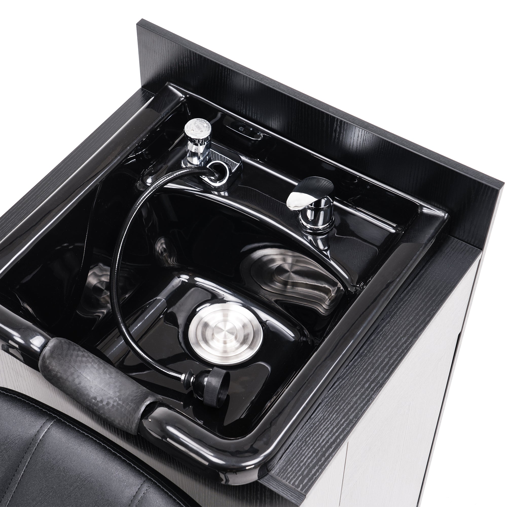 BarberPub Système de lavage inversé professionnel sans chaise station de lavage de coiffure meuble-lavabo avec lavabo inversé équipement de salon 7134 (Noir)