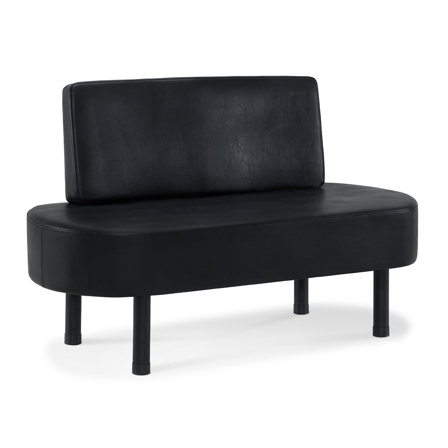 BarberPub 3-Sitzer Sitzbank mit Rückenlehne, 130 cm Wartebank für Friseursalon, Polsterbank mit Rückenlehne, Flurbank Schwarz, Wohnzimmerbank, Schuhbank W517 (Schwarz/Kunstleder)