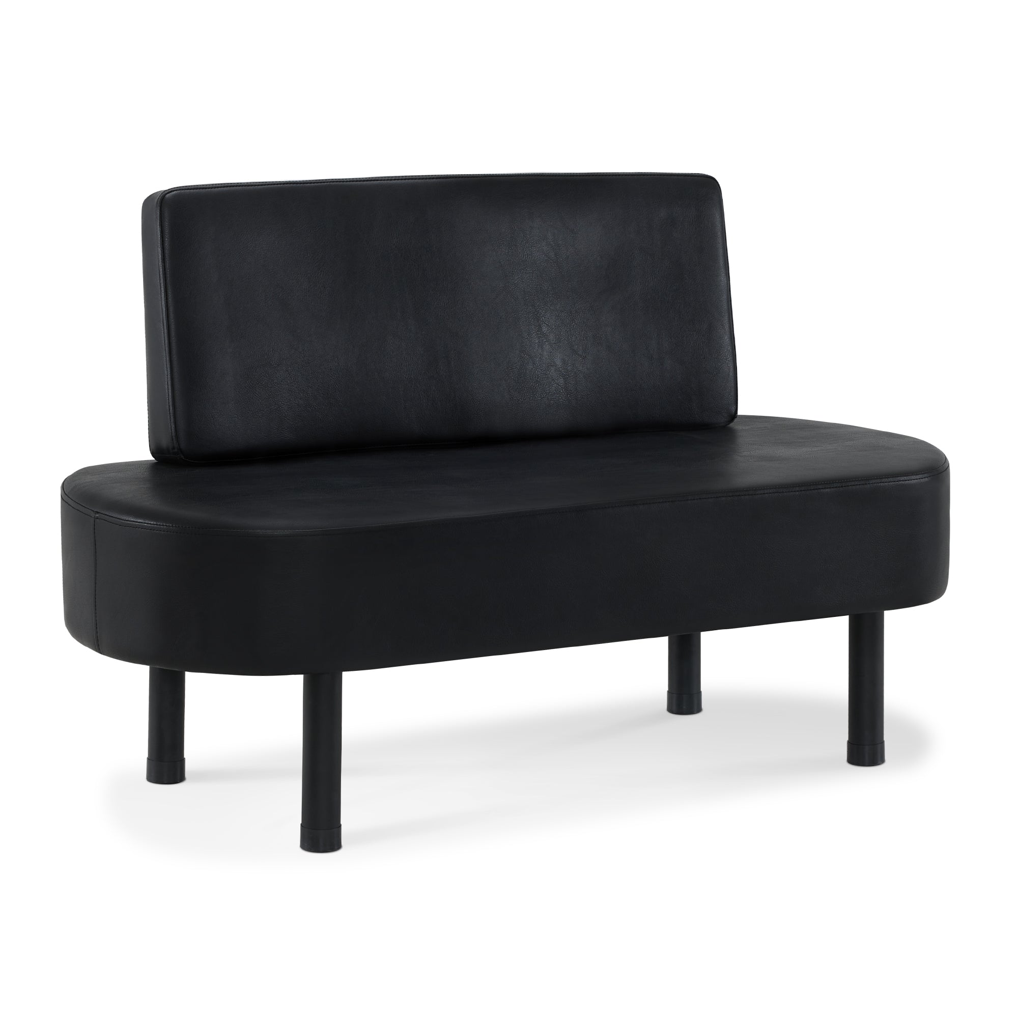 BarberPub 3-Sitzer Sitzbank mit Rückenlehne, 130 cm Wartebank für Friseursalon, Polsterbank mit Rückenlehne, Flurbank Schwarz, Wohnzimmerbank, Schuhbank W517 (Schwarz/Kunstleder)