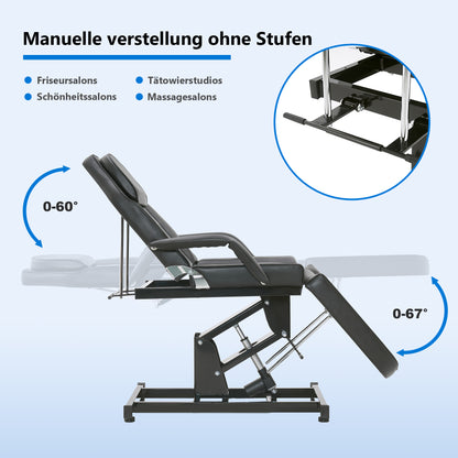 Barberpub Elektrische Tattoo Liege Massageliege, Kosmetikliege Set, Therapieliege Schönheitsausrüstung klappbar & höhenverstellbar, 0100 (Schwarz / Weiß)
