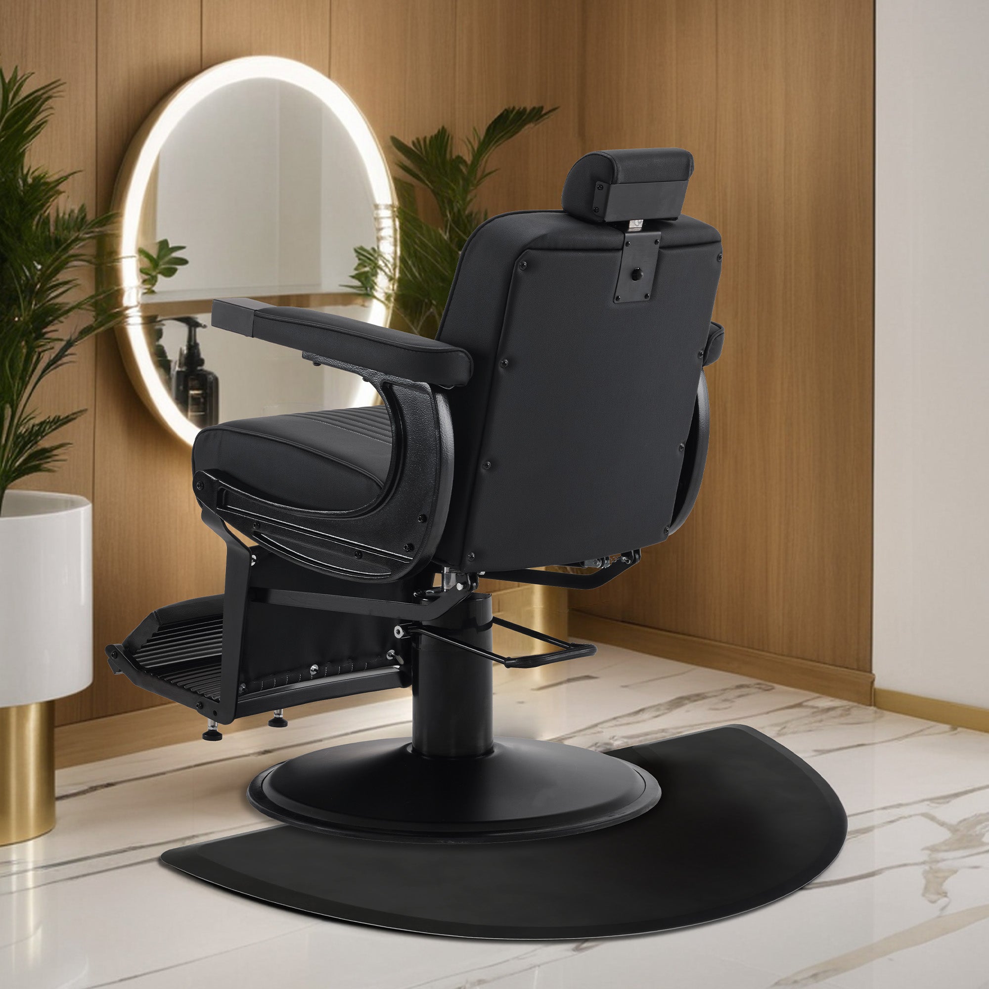 BarberPub Anti-Ermüdungsmatte für Friseure, Ergonomische Bodenmatte Friseurmatte für Barbershop Salon, Friseurbedarf Halbkreis 2 CM Dicke, M122 (Schwarz)