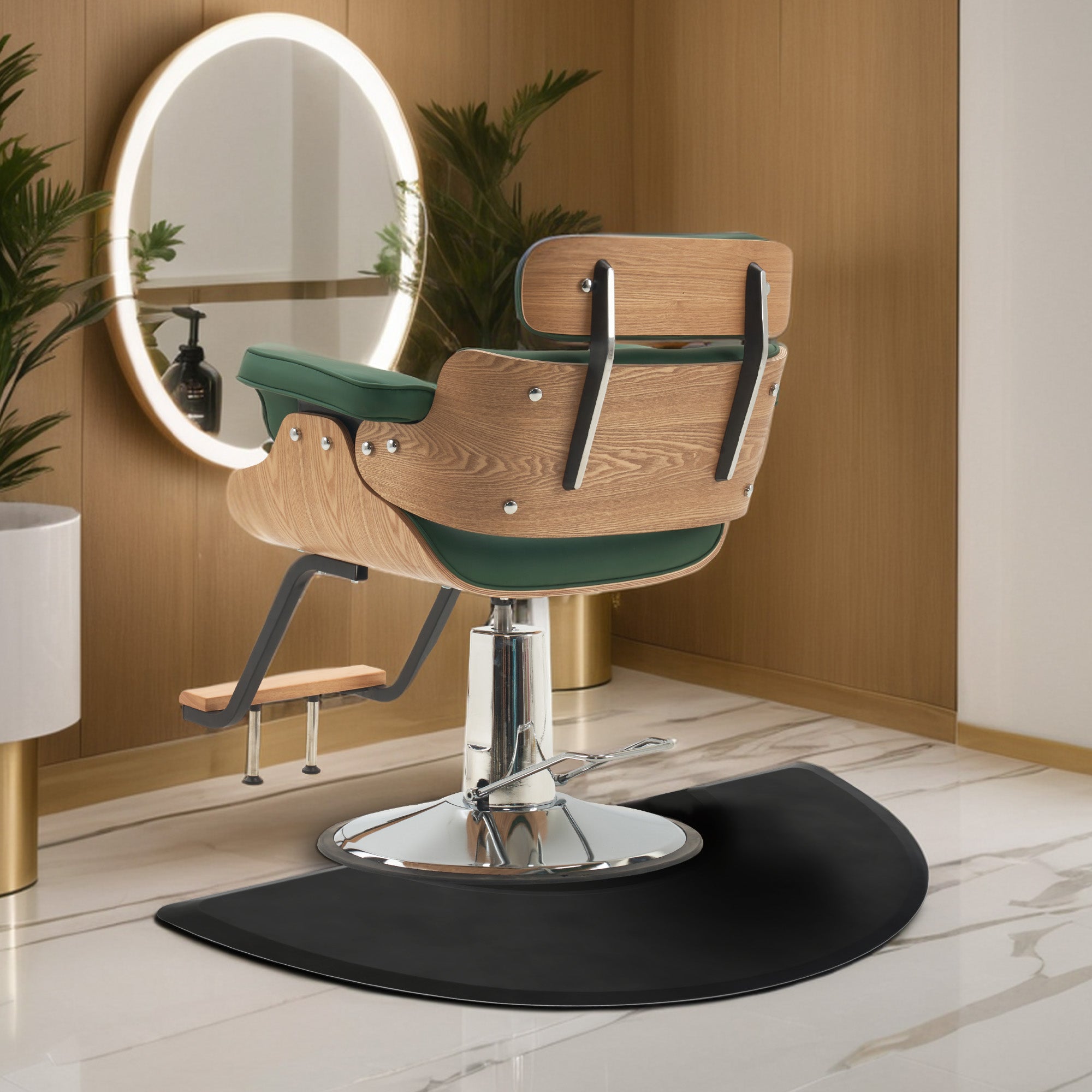 BarberPub Anti-Ermüdungsmatte für Friseure, Ergonomische Bodenmatte Friseurmatte für Barbershop Salon, Friseurbedarf Halbkreis 2 CM Dicke, M122 (Schwarz)
