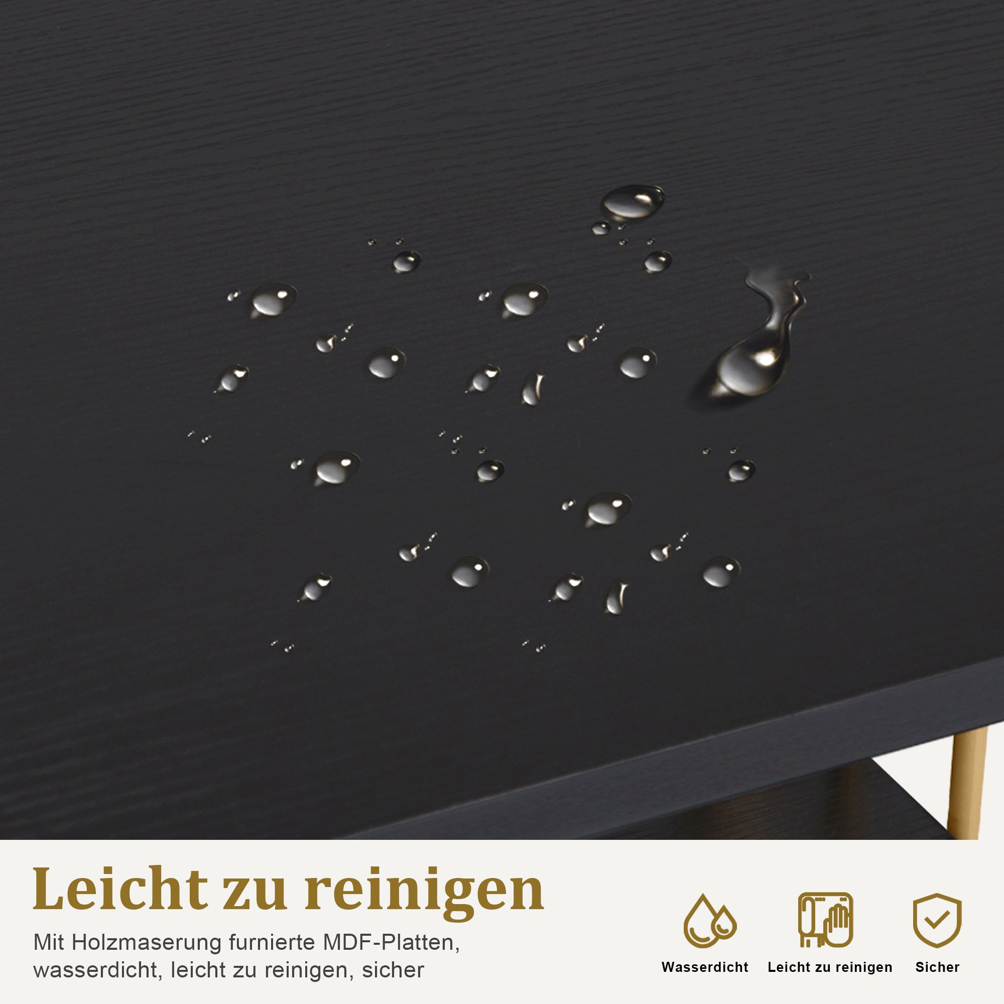 Barberpub Schreibtisch mit Schubladen, Schminktisch ohne Spiegel, Nageltisch aus Holz Metallgestell, Computertisch Wohnzimmer Modern, 109 x 45,5 x 81cm, 2407