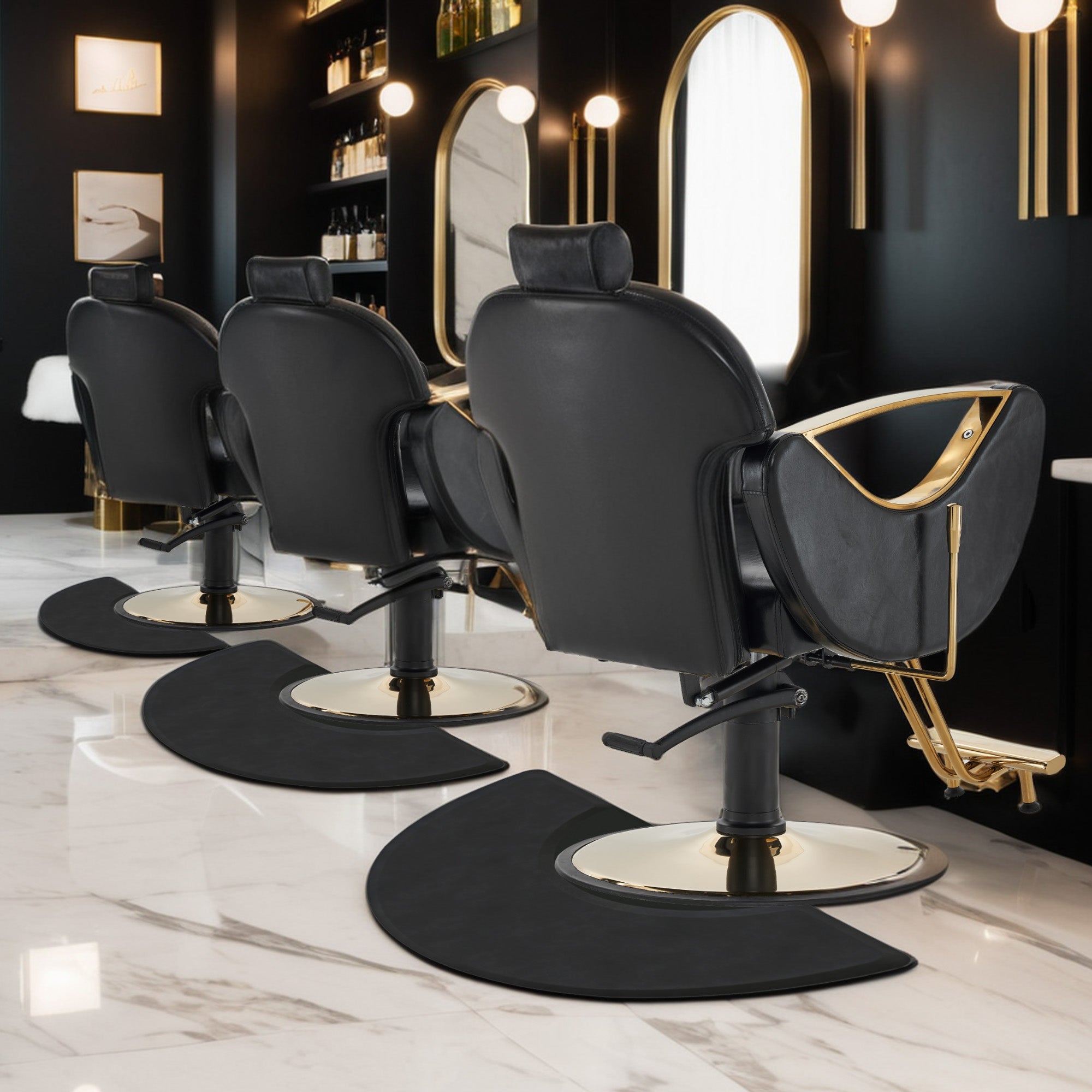 BarberPub Anti-Ermüdungsmatte für Friseure, Ergonomische Bodenmatte Friseurmatte für Barbershop Salon, Friseurbedarf Halbkreis 2 CM Dicke, M122 (Schwarz)