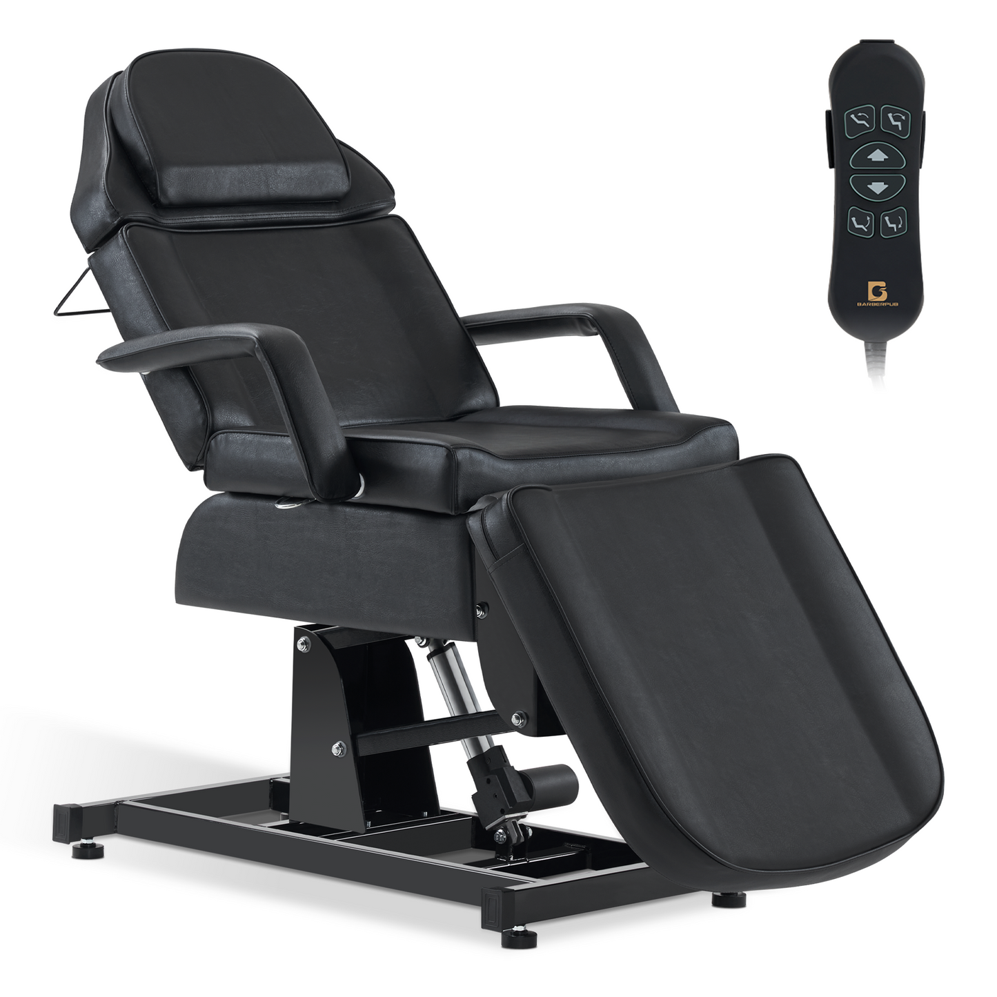 Barberpub Kosmetikliege Elektrisch, Massageliege Klappbar & Höhenverstellbar, Tattoo Liege mit 3 Motoren, Massagetisch für SPA Salon 0751 (Schwarz/Kunstleder)