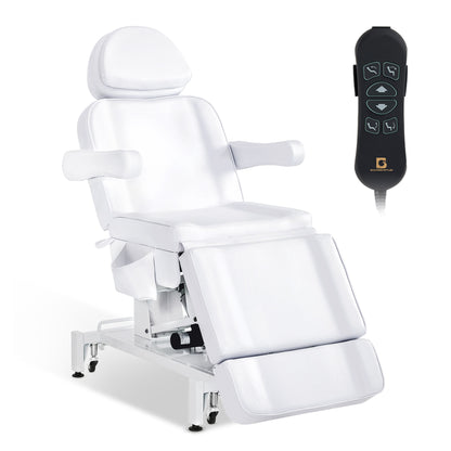 BarberPub Kosmetikliege Elektrisch mit 3 Motoren & Rollen, Massageliege Klappbar & 16CM Höhenverstellbar, 180°Drehbare Armlehnen, Tattoo Liege für SPA Salon 0754