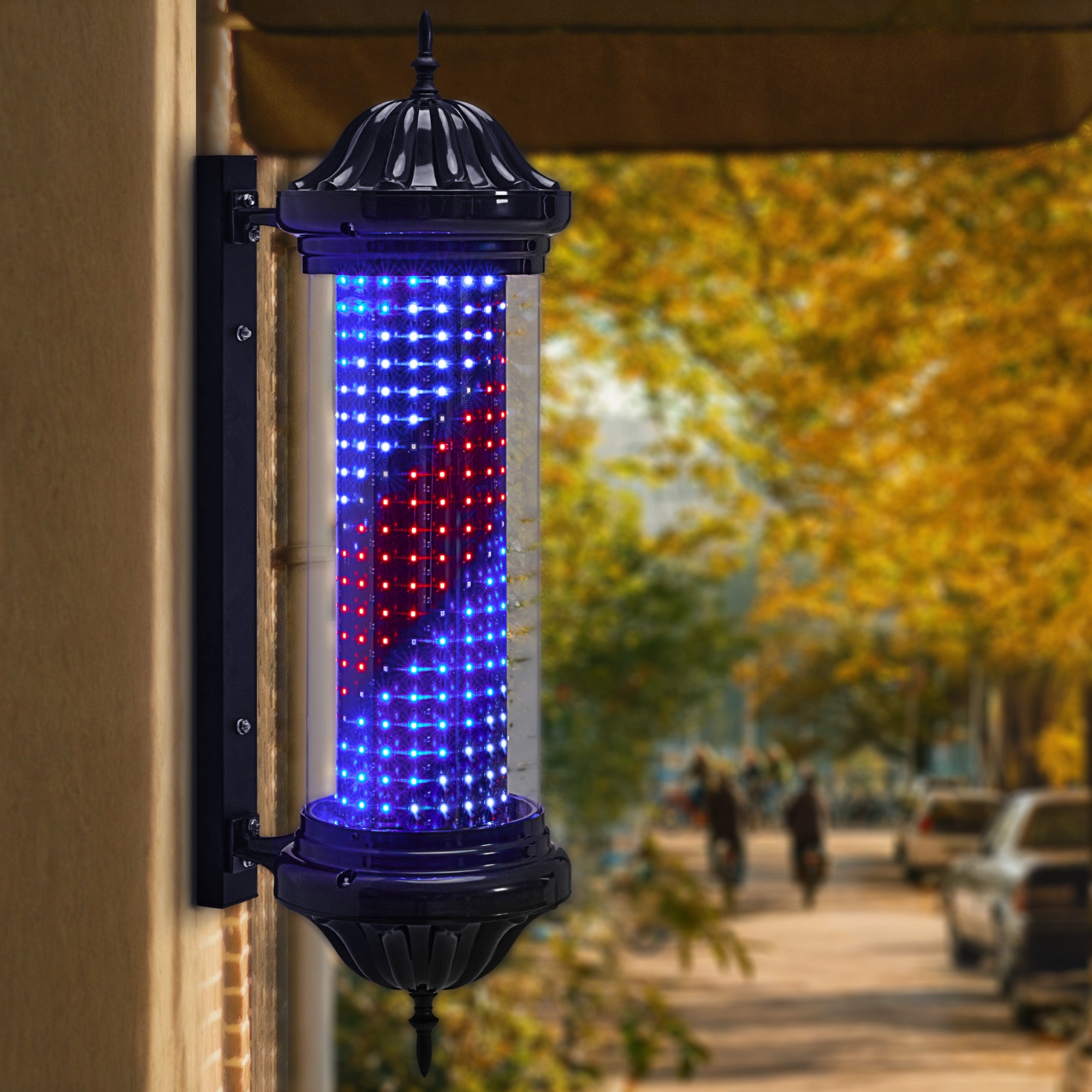 BarberPub Barber Pole Barbierstab, Barbershop Friseurstange mit LED Leucht Salon Einrichtung, Außenwandlampe für Friseursalons, Barbier Stange Licht, 81CM Salon Zeichen, Energie Sparen L041BC
