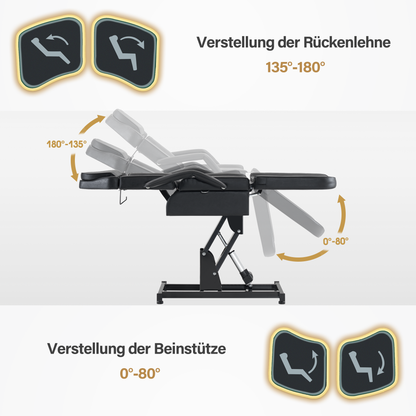 Barberpub Kosmetikliege Elektrisch, Massageliege Klappbar & Höhenverstellbar, Tattoo Liege mit 3 Motoren, Massagetisch für SPA Salon 0751 (Schwarz/Kunstleder)