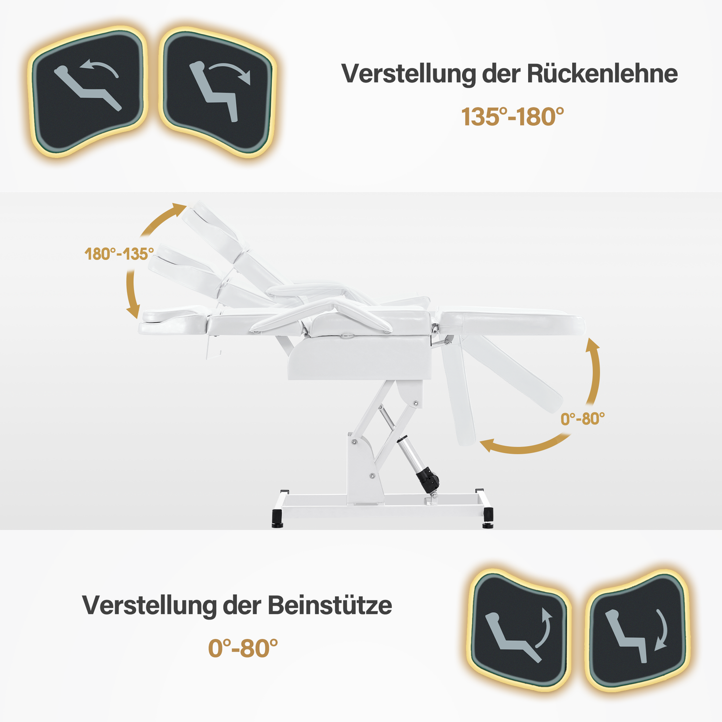 Barberpub Kosmetikliege Elektrisch, Massageliege Klappbar & Höhenverstellbar, Tattoo Liege mit 3 Motoren, Massagetisch für SPA Salon 0751 (Schwarz/Kunstleder)